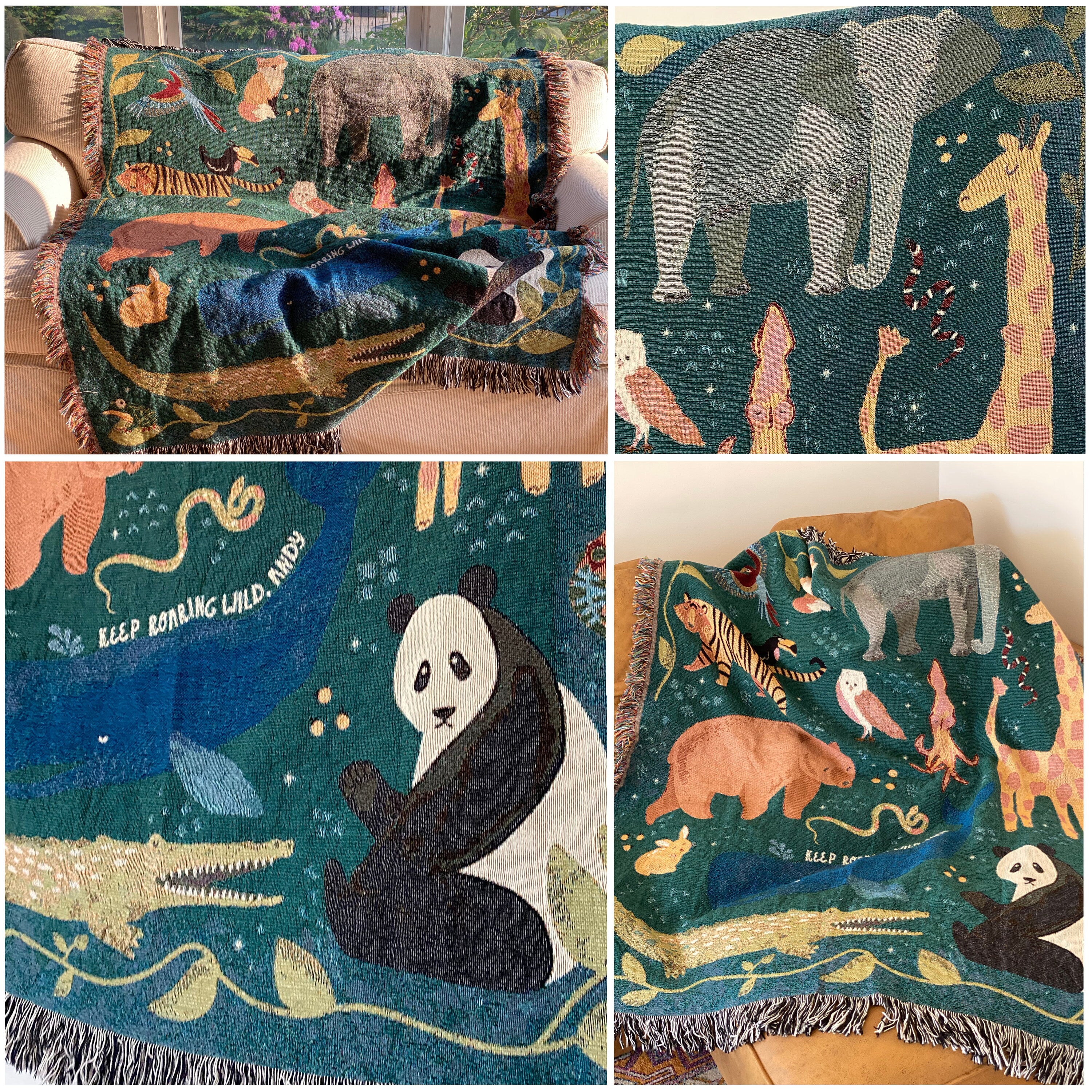 Nature Tapestry, Gender Neutral Nursery, Forrest Tapestry, Picnic Blanket, Tapestry Throw, Personalized Throw Blanket For Animal Lover.