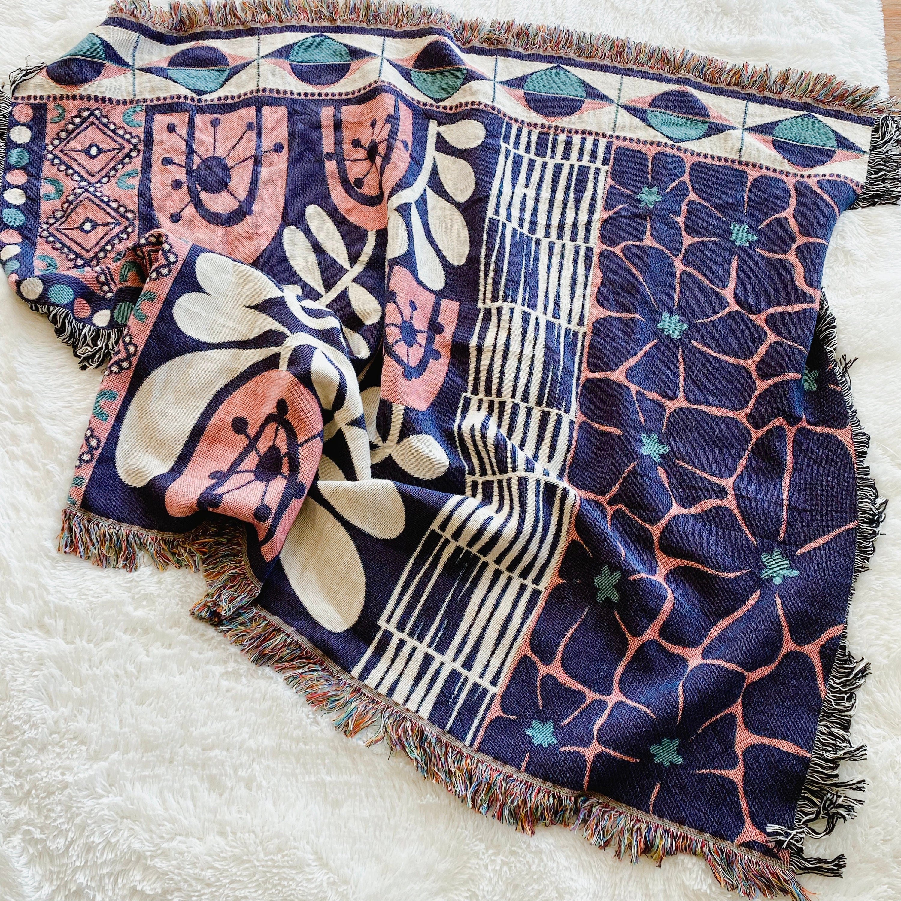 Boho Woven Tapestry, Eclectic Throw Blanket, Valentines Gift For Girlfriend, Boho Aesthetic Decor, Room Decor For Teens, Abstract Tapestry