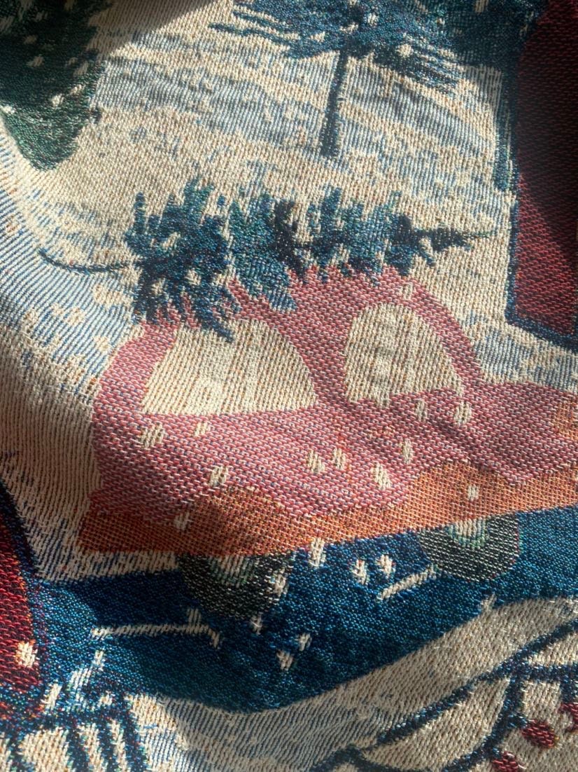 Holiday Cozy Decor. Winter Village Woven Throw Blanket. Personalized Christmas Gift. Christmas Tree Decor.