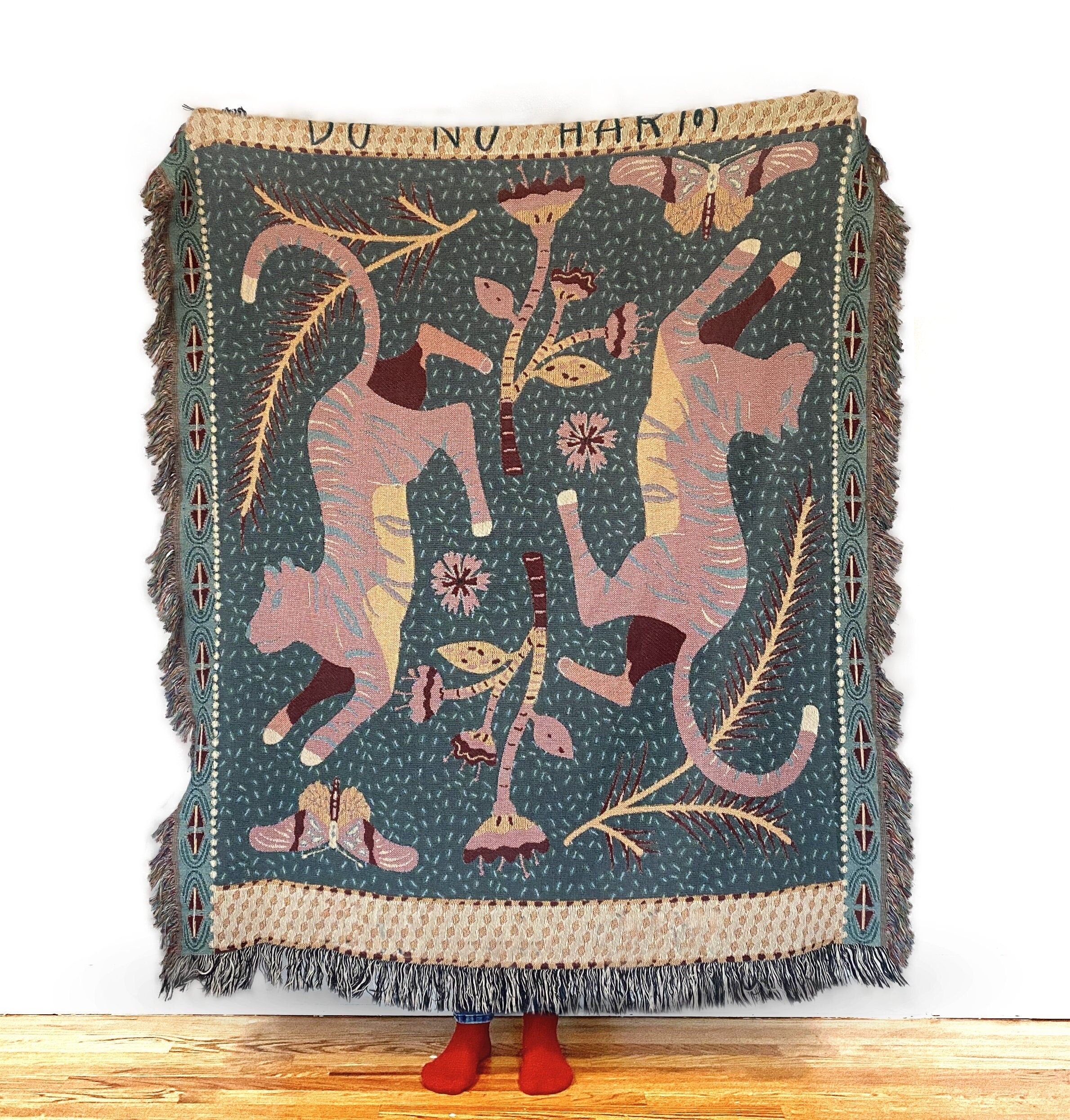 Eclectic Woven Throw Blanket. Maximalist Bedroom - Tapestry Aesthetic. Tiger Boho Throw Blanket. Gift For Her. Girl Power Gift.