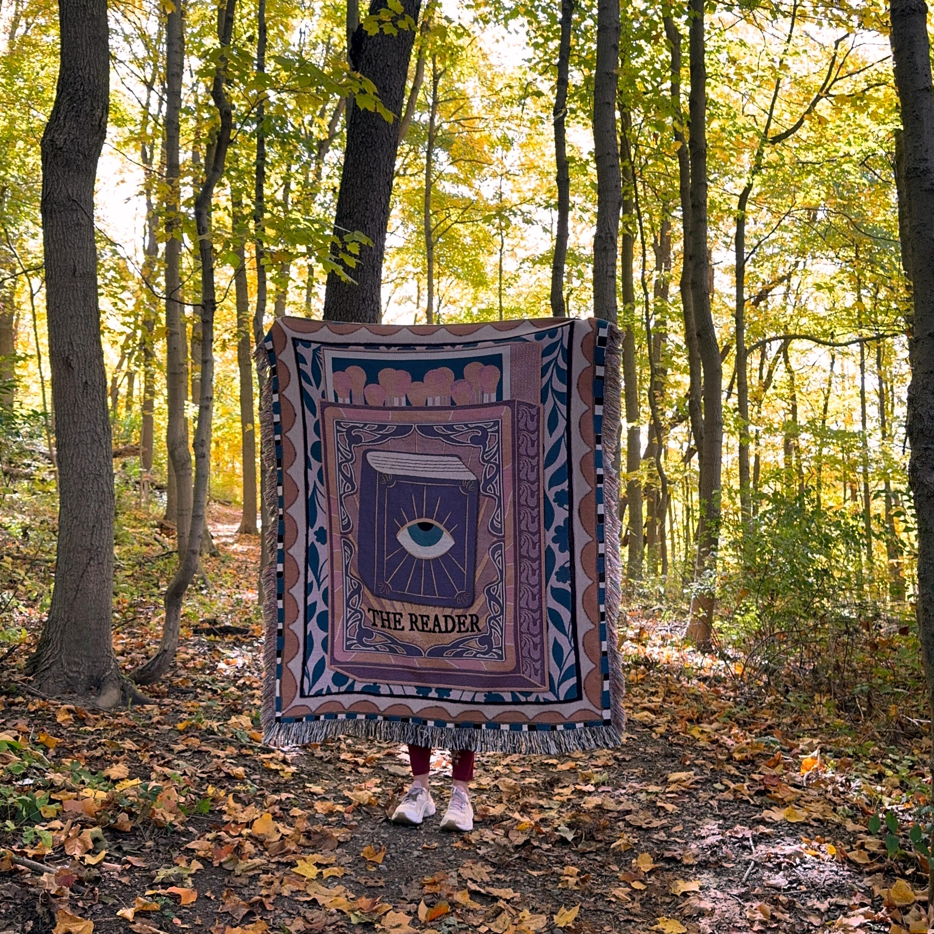 Tarot Card Reader Woven Throw Blanket, Book Nook Tapestry, Custom Tapestry For Readers, Maximalist Decor, Tarot Wall Tapestry, Custom Gift
