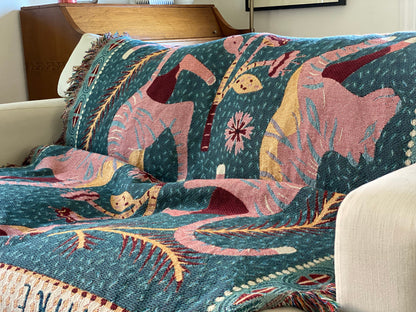 Eclectic Woven Throw Blanket. Maximalist Bedroom - Tapestry Aesthetic. Tiger Boho Throw Blanket. Gift For Her. Girl Power Gift.