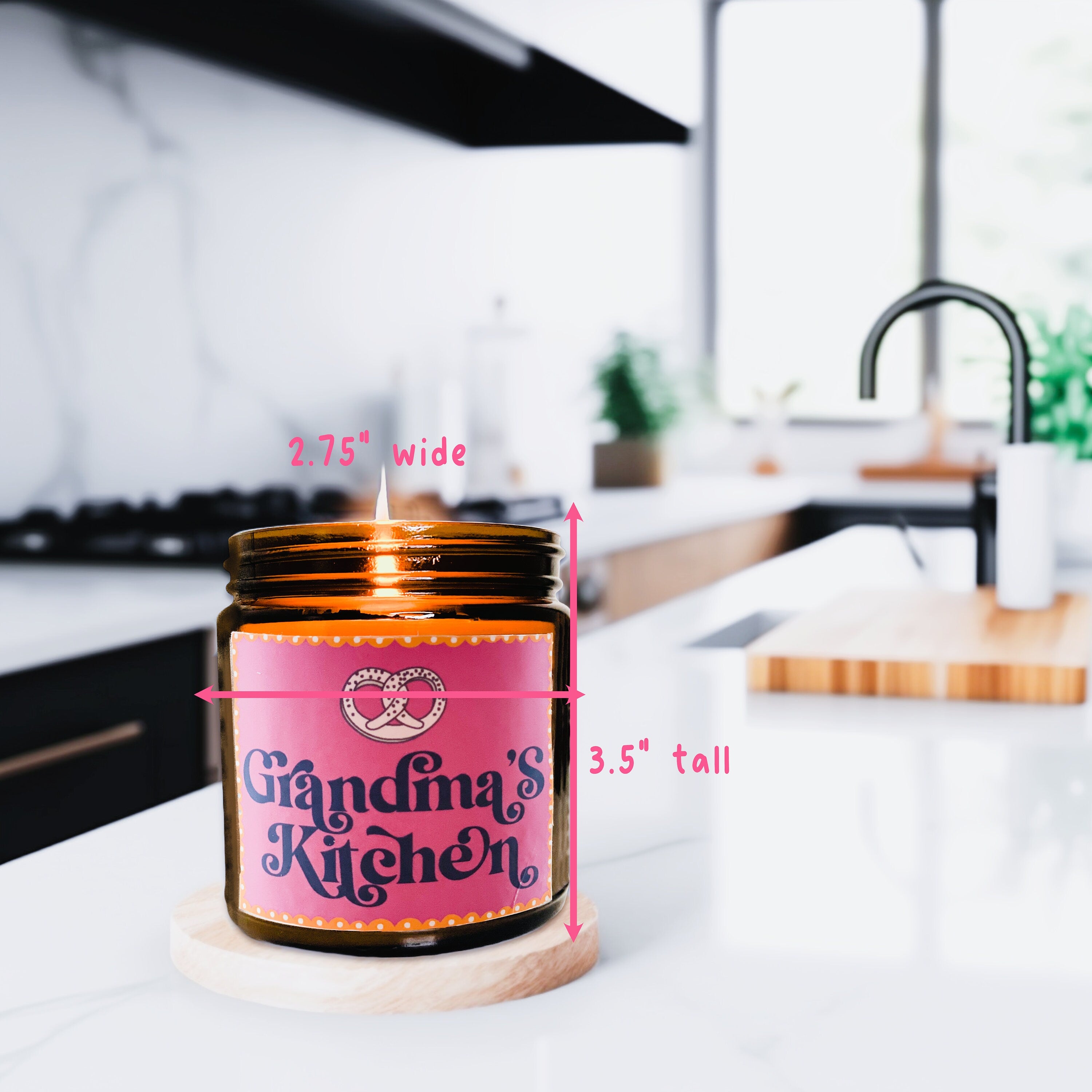 Grandma's Kitchen Scented Candle, Mother's Day Gift for Nana, Pink Coquette Room Decor, Kitchen Island Decoration