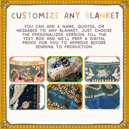 Whimsical Woven Blanket, Magical Forest Woven Tapestry, Decorative Throw, Garden Throw Blanket, Booknook Blanket, Moon Celestial Throw Couch