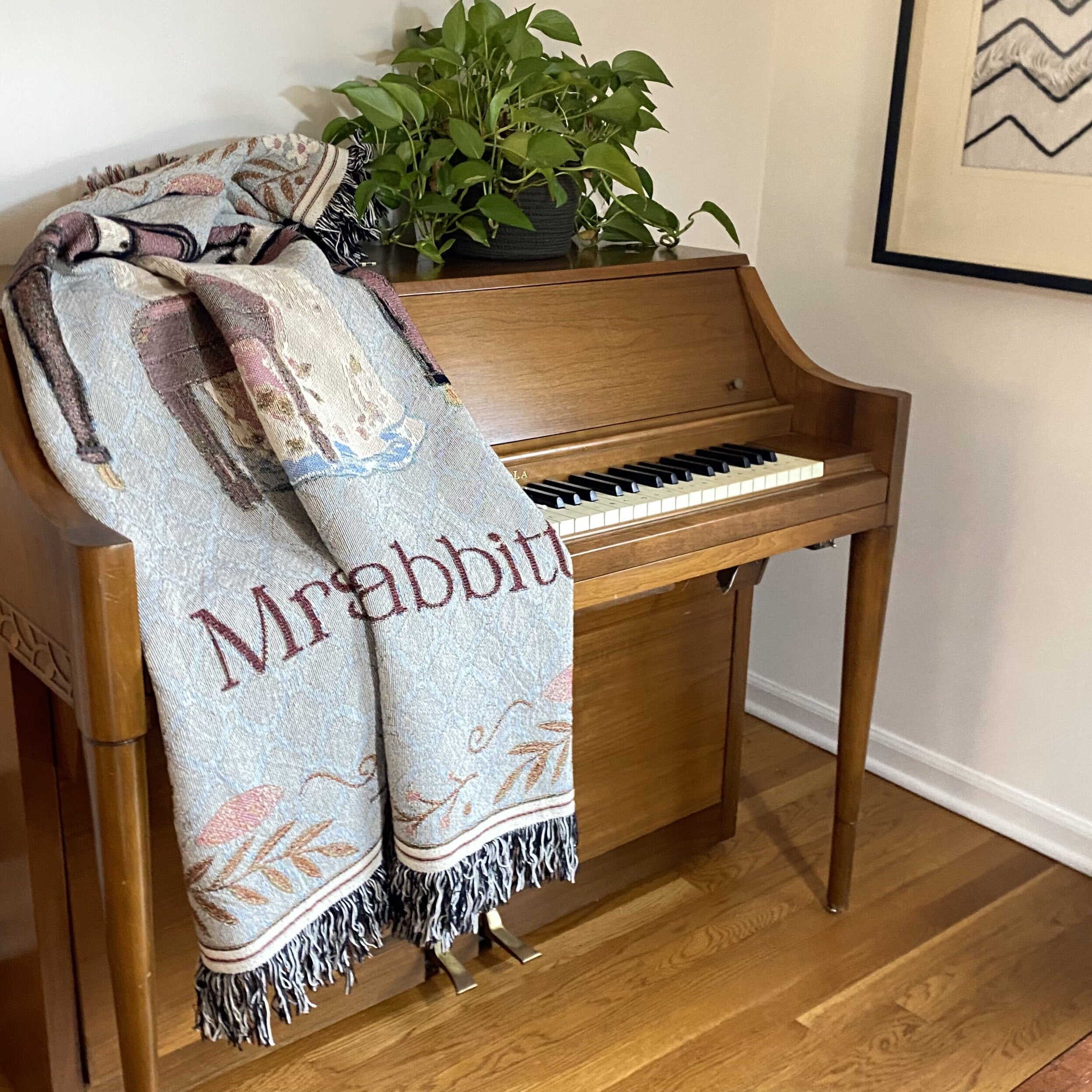 Personalized Book Nook Woven Blanket, Pride And Prejudice Cottagecore Blanket, Custom Reading Nook Piano Woven Tapestry, Coquette Room Decor