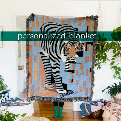 Custom Tapestry Wall Hanging, Personalized Graduation Gift, Tiger Dopamine Decor, Dorm Room Wall Tapestry, Tiger Picnic Blanket