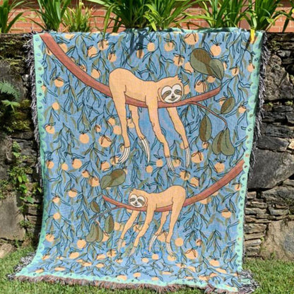 Funny Tapestry Aesthetic Eclectic Woven Throw Blanket Hygge Gift Sloth Boho Throw Blanket Wedding Gift For Couple Unique