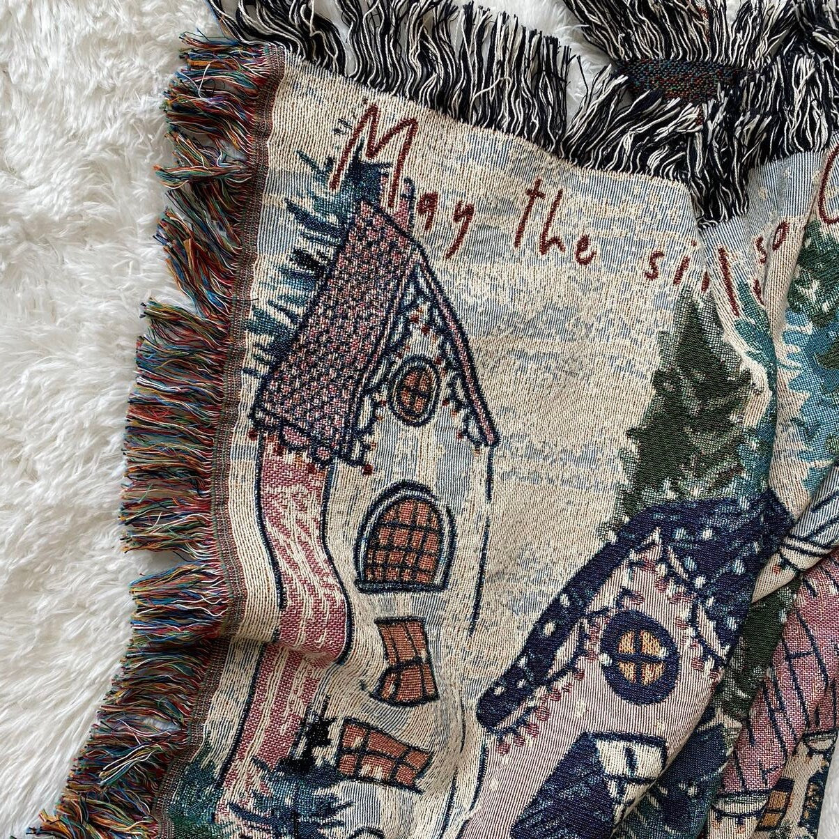 Personalized Family Holiday Decor. Winter Village Woven Throw Blanket. Personalized Christmas Gift. Christmas Tree Decor.