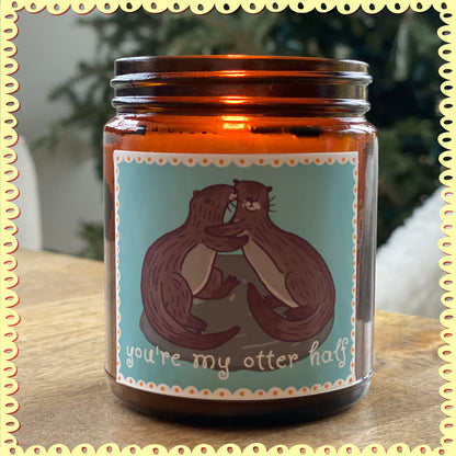 You're My Otter Half Cute Scented Candle , Booknook Gift, Book Nook Decor, Cute Aesthetic Gift, Natural Soy Wax, Hygge time, Reading Nook
