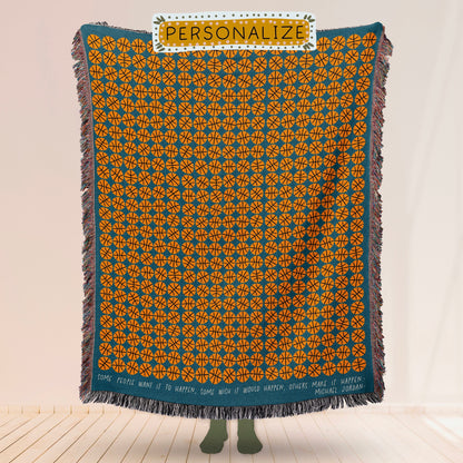 Personalized Basketball Woven Blanket, Custom Basketball Gift,  Personalized Basketball Coach Gift, Sports Beach Blanket