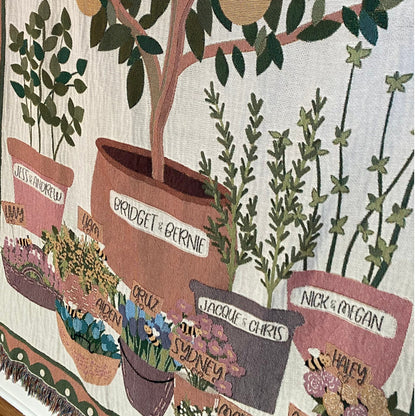 Family Tree Custom Tapestry Blanket, Grandmas Garden Woven Blanket, Personalized Mother'S Day Gift, Family Names Gift, Mimi'S Garden