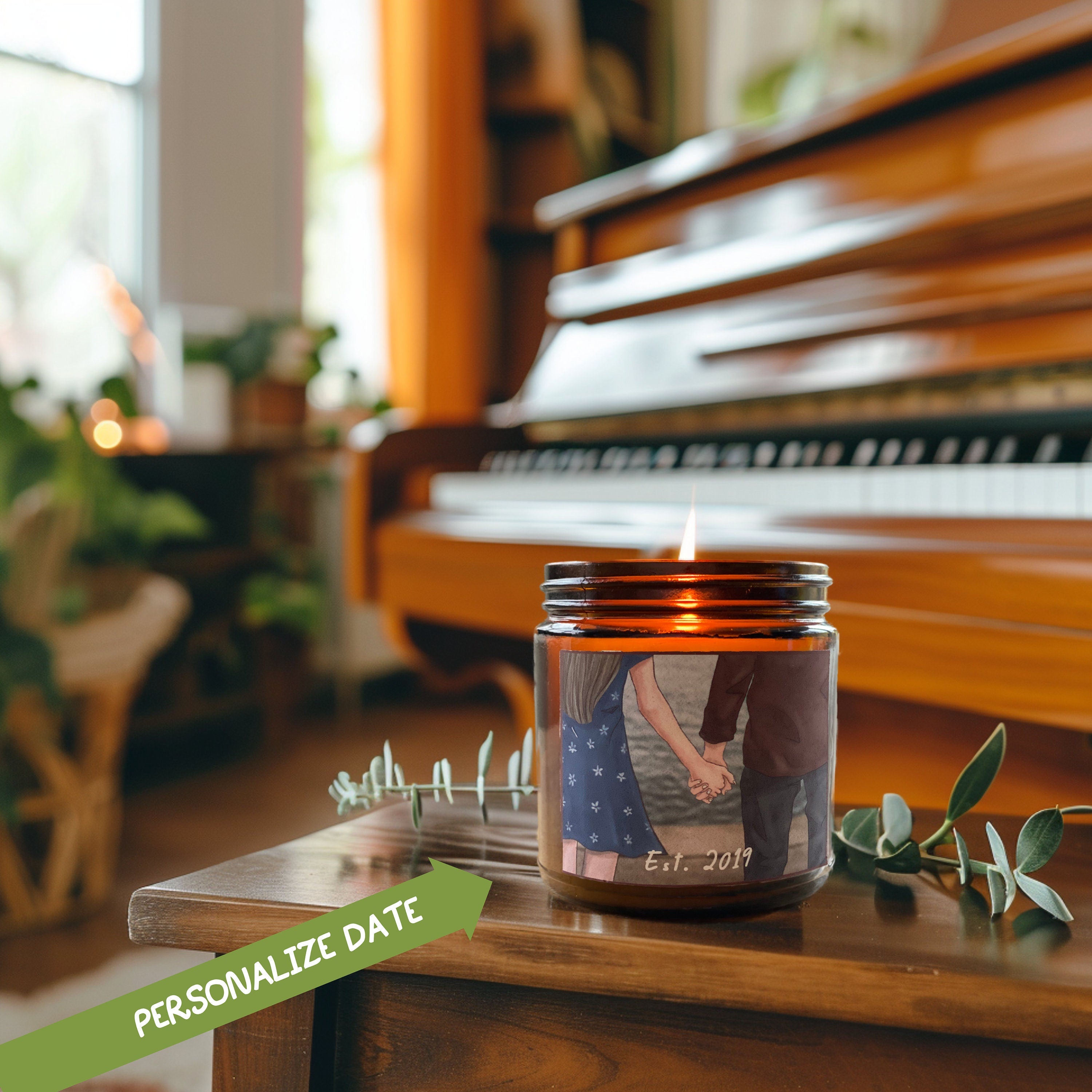 Personalized Candle of Couple Holding Hands, Personalized Anniversary Gift, Natural Soy Wax, Custom Hygge Gift, Reading Nook Decor
