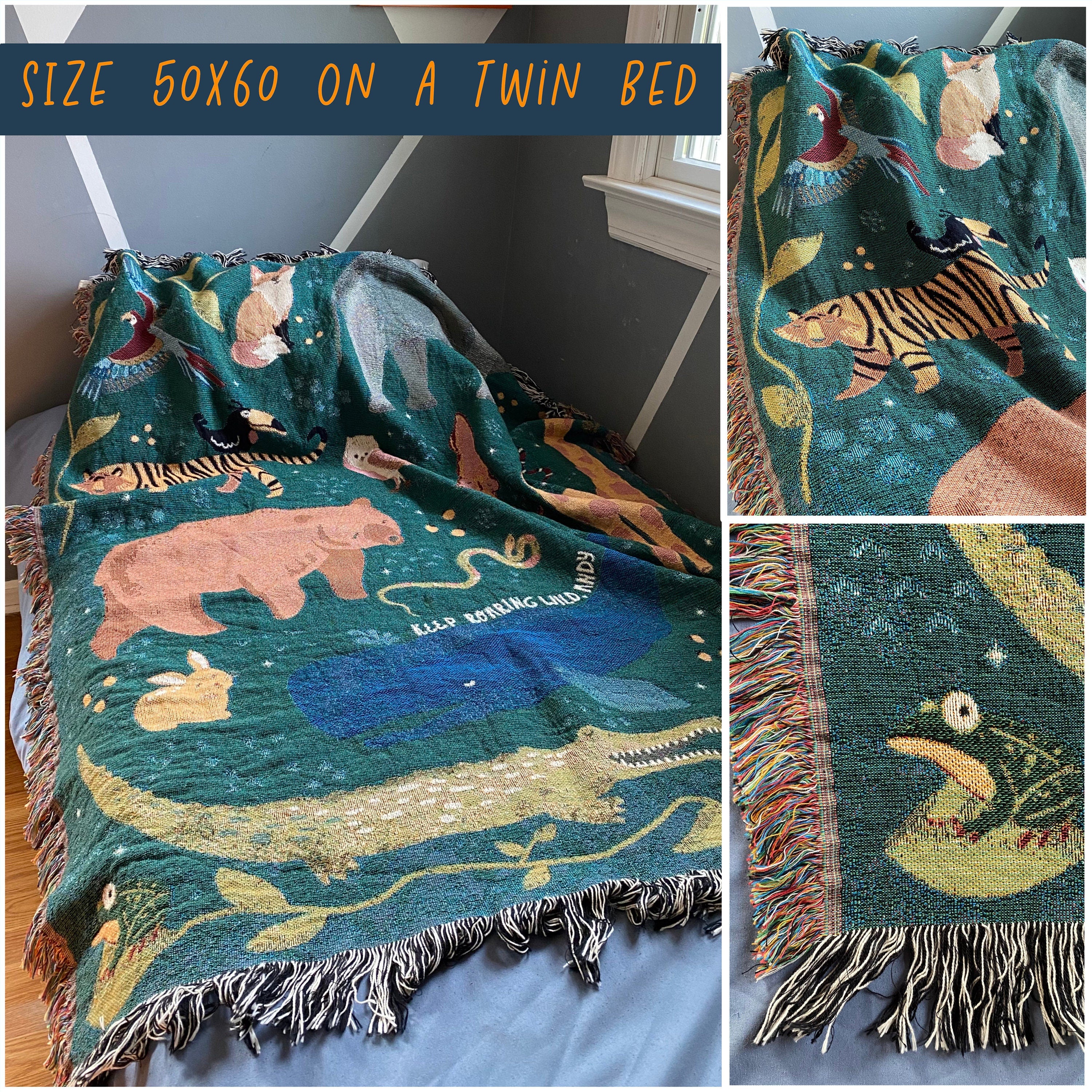 Nature Tapestry, Gender Neutral Nursery, Forrest Tapestry, Picnic Blanket, Tapestry Throw, Personalized Throw Blanket For Animal Lover.