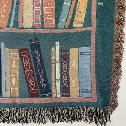 Book Lover Throw Blanket Bookish Woven Tapestry Personalized Gift For Readers Personalized Gift Bookshelf And Plants Decor