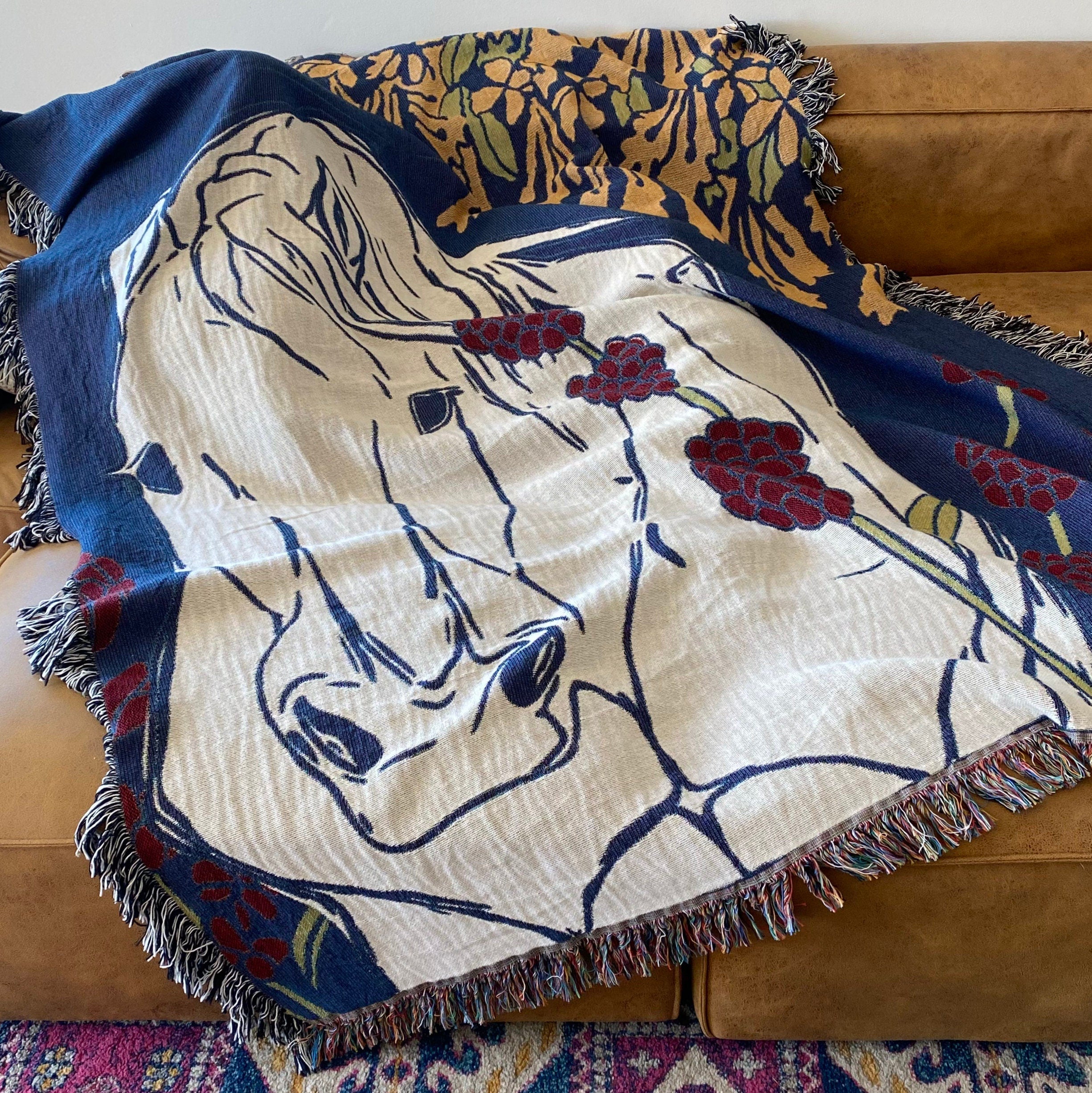 Horse Wall Tapestry Equestrian Woven Throw Blanket Horse Decor Eclectic Maximalist Room Decor Hygge Gift For Horse Lovers Tapestry Aesthetic