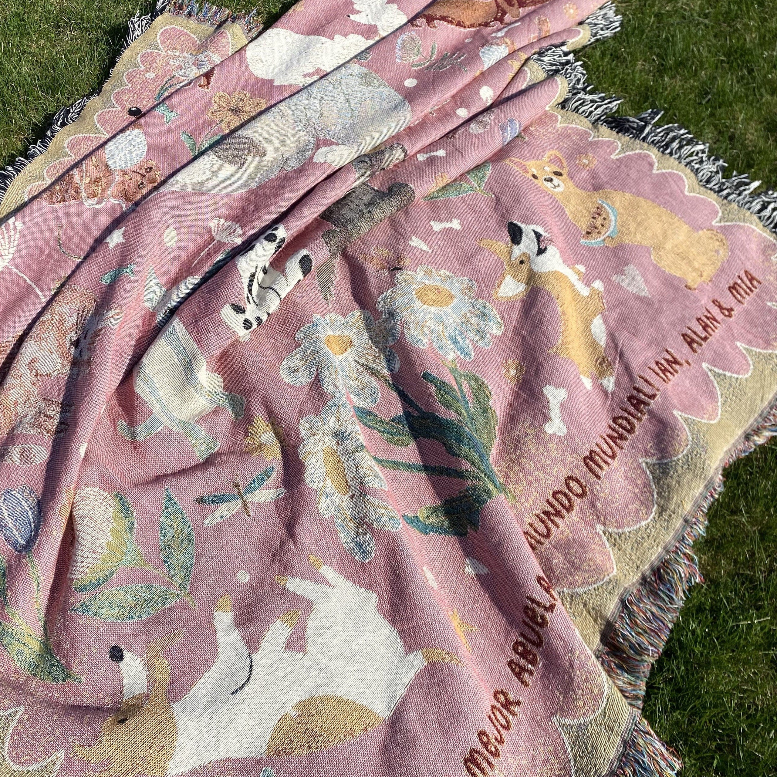 Custom Blanket For Pet Lovers Cat And Dog Woven Throw Tapestry, Personalized Dog And Cat Mom, Light Weighted Blanket, Custom Dog Lover Gift