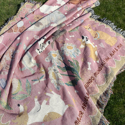 Custom Blanket For Pet Lovers Cat And Dog Woven Throw Tapestry, Personalized Dog And Cat Mom, Light Weighted Blanket, Custom Dog Lover Gift