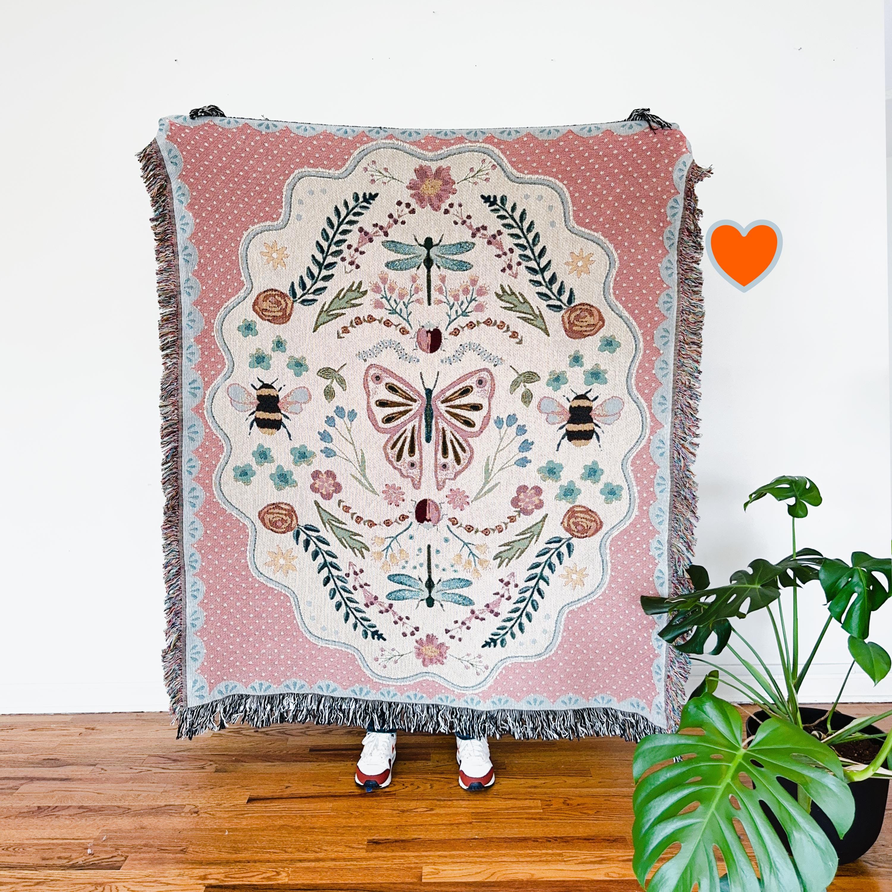 Coquette Room Decor: Cotton Blanket, Cottagecore Aesthetic, Wall Hanging Tapestry, Maximalist Decor Whimsical Room