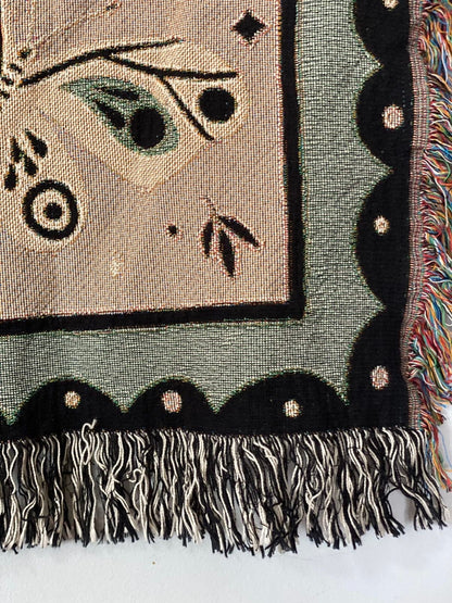Woven Throw Blanket, Moths Tapestry, Butterfly Decor. Pink And Green Personalized Gift. Eclectic Home Decor. Boho Home