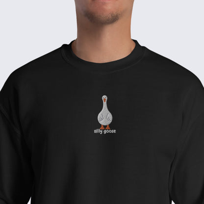 Silly Goose Sweatshirt Embroidered Goose Sweater