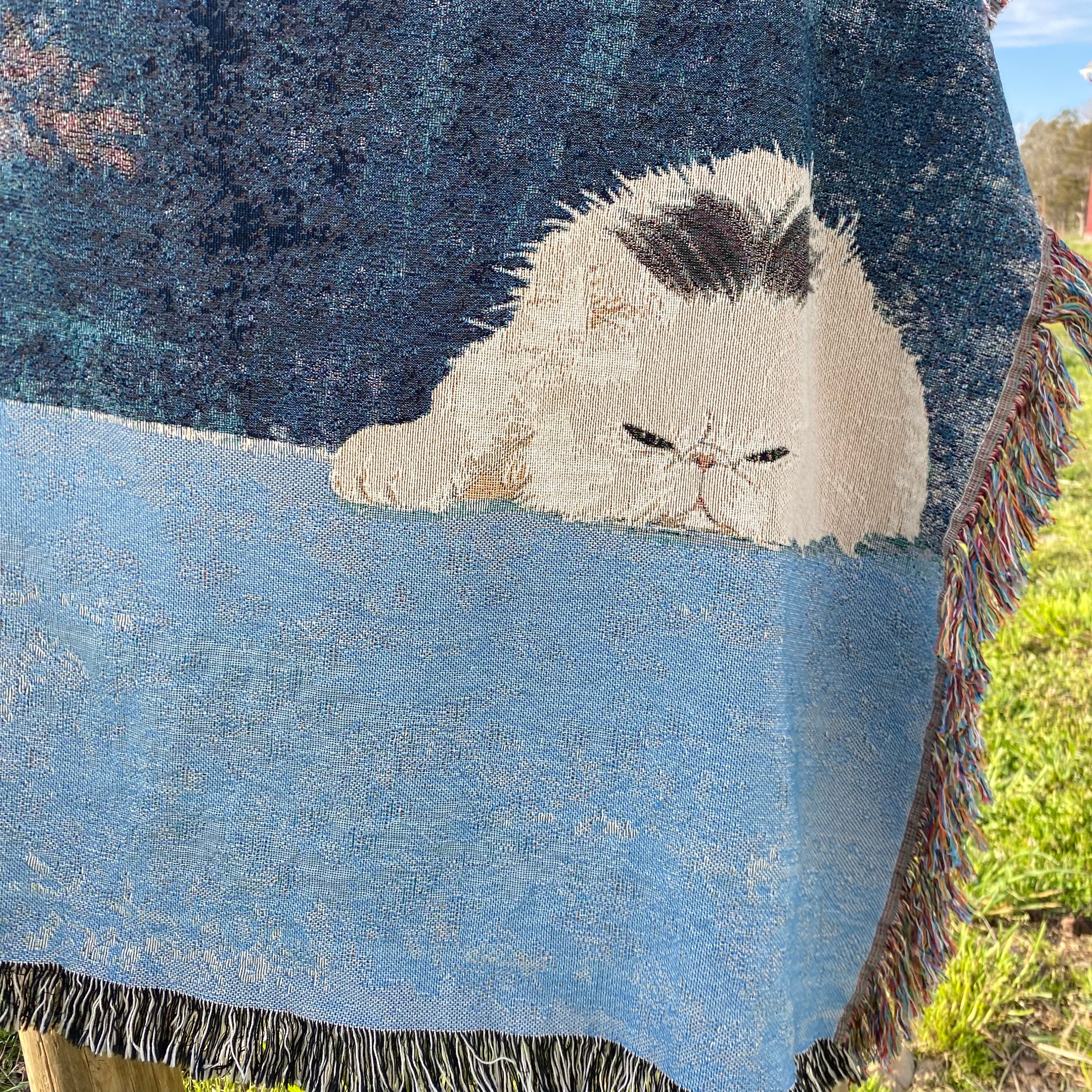 Custom Pet Name Blanket Book Nook Decor Custom Reading Nook Woven Tapestry Pet Memorial Gift, Personalized Cat Toys Booknook Cotton Blanket