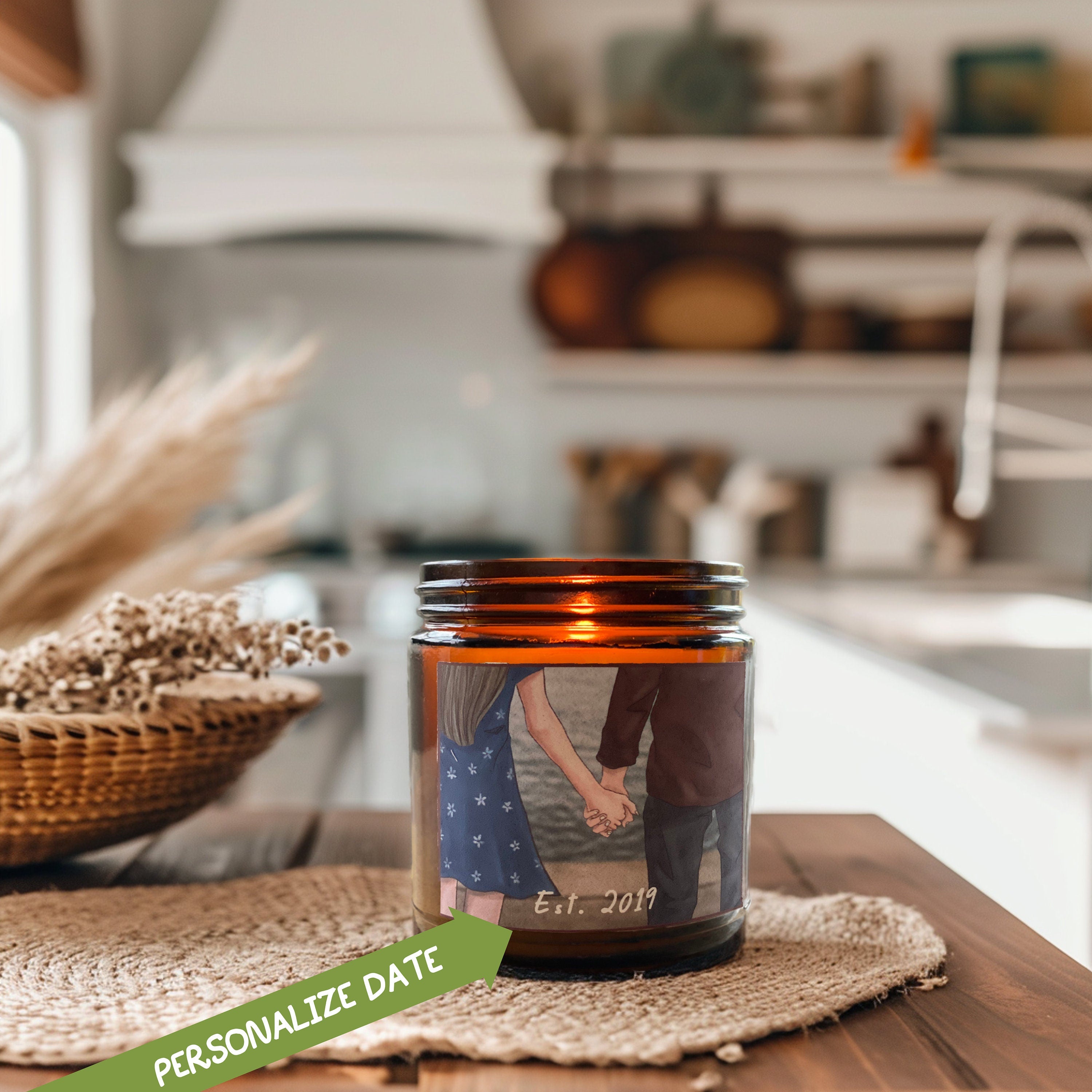 Personalized Candle of Couple Holding Hands, Personalized Anniversary Gift, Natural Soy Wax, Custom Hygge Gift, Reading Nook Decor
