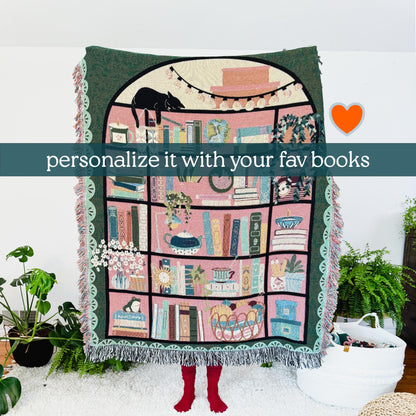 Custom Tapestry For Book Lover Throw Blanket Bookish Woven Tapestry Personalized Gift For Readers Book Club Gift Cozy Book Nook Wall Hanging
