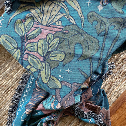 Potted Plants Picnic Blanket, Custom Woven Tapestry, Personalized Gift For Gardener, Grandmas Garden Blanket, Botanical Aesthetic Decor