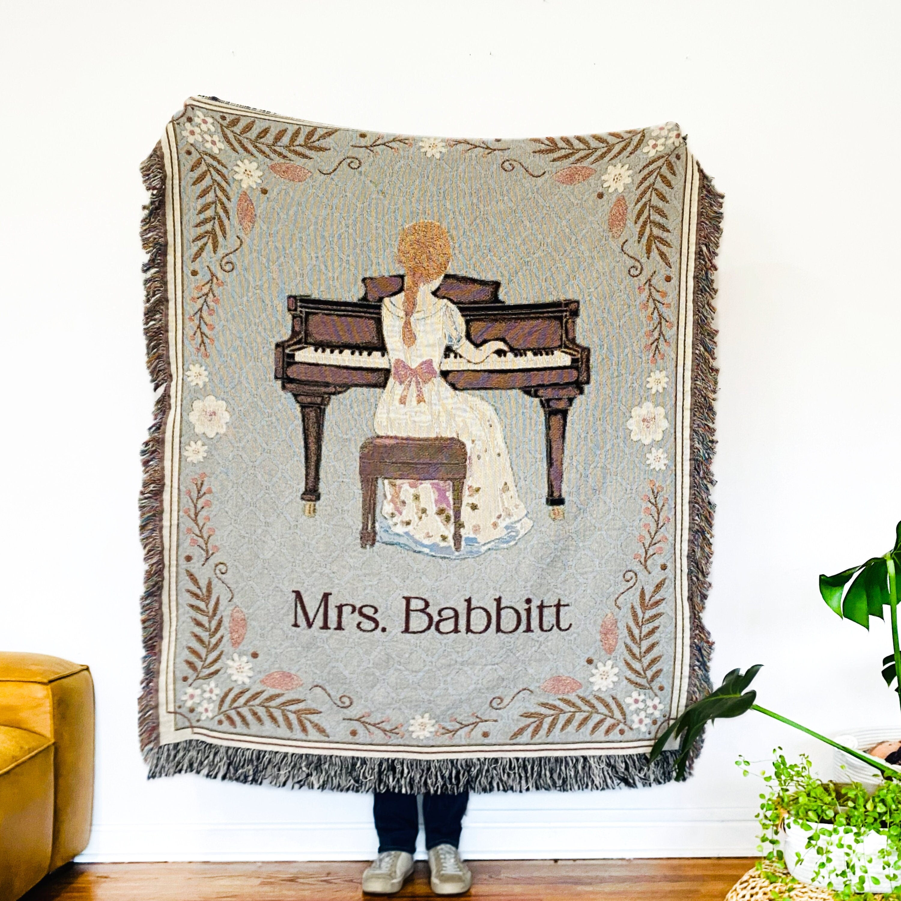 Personalized Coquette Tapestry, Pride And Prejudice Booknook Blanket, Custom Reading Nook Piano Woven Tapestry, Cottagecore  Room Decor