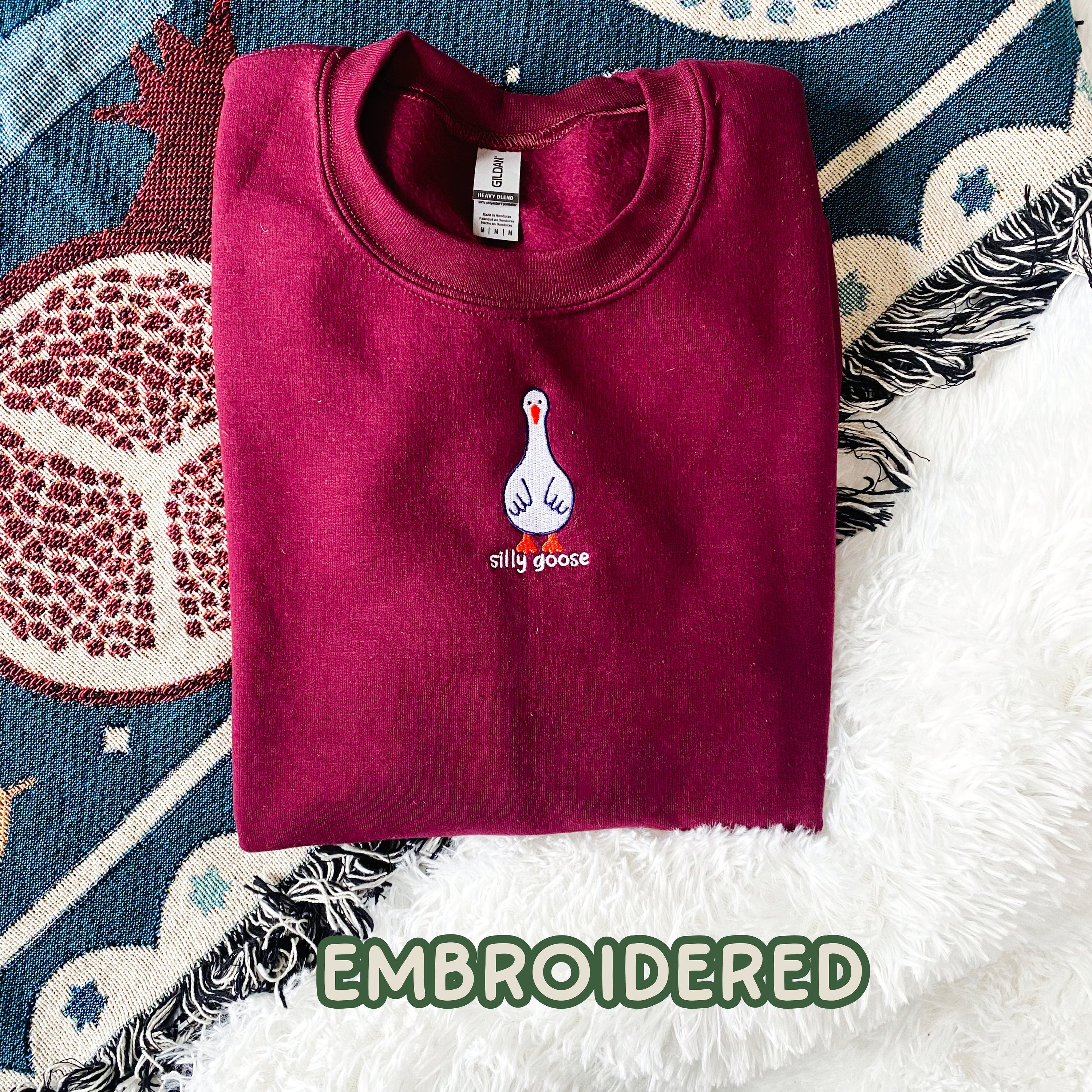 Silly Goose Sweatshirt Embroidered Goose Sweater
