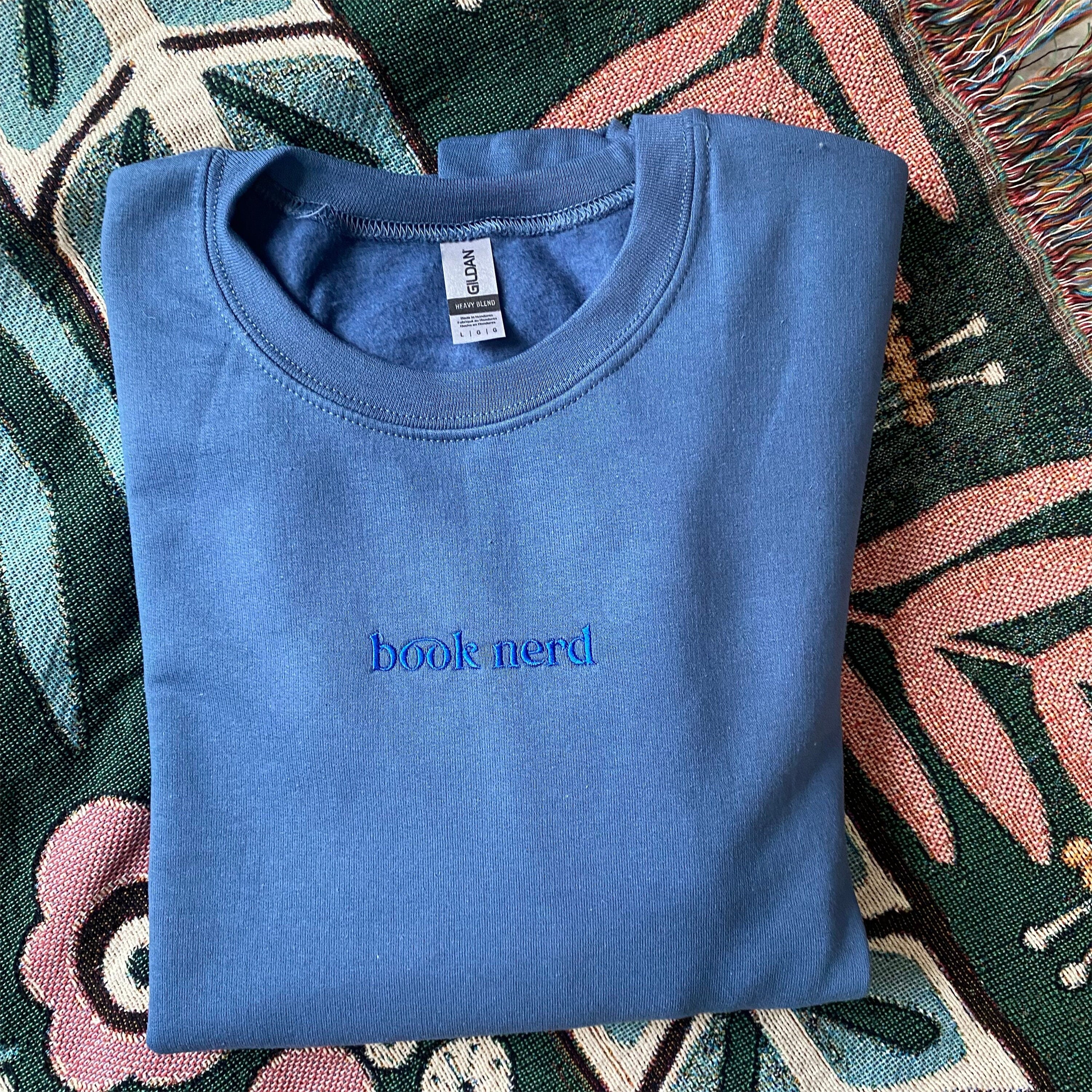 Book Club Essentials: Bookish Sweatshirt Book Nerd Embroidered Crewneck Read Gift Books Lover Gift Bookworm Sweatshirt