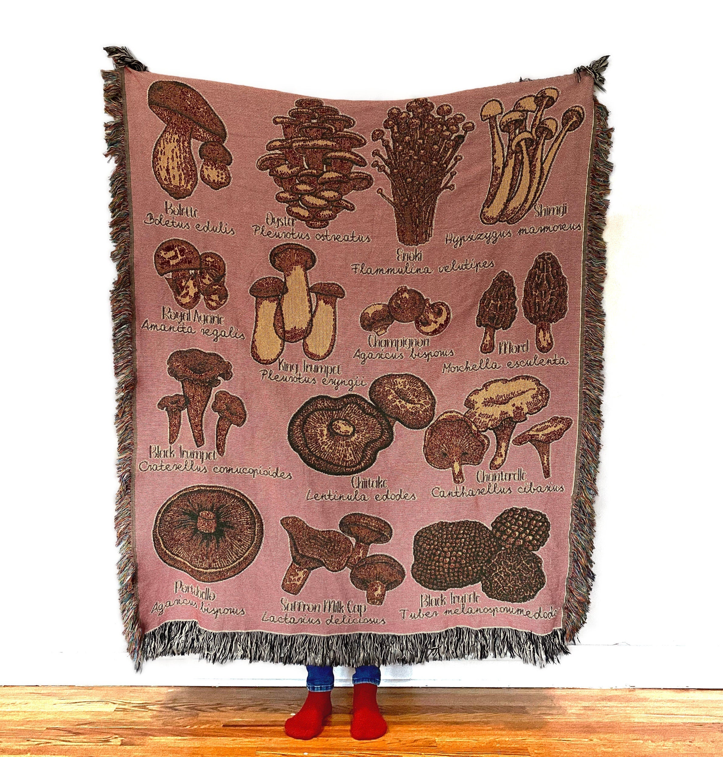 Mushroom Woven Throw Blanket Magic Mushroom Lovers Gift Vintage Mushroom Tapestry Cabin Boho Blanket Pink Fairycore Tapestry Aesthetic