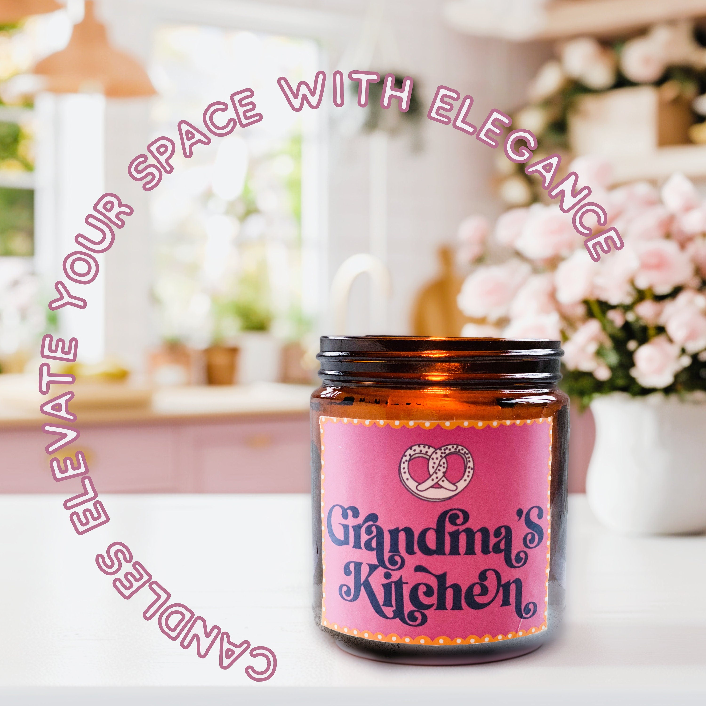 Grandma's Kitchen Scented Candle, Mother's Day Gift for Nana, Pink Coquette Room Decor, Kitchen Island Decoration