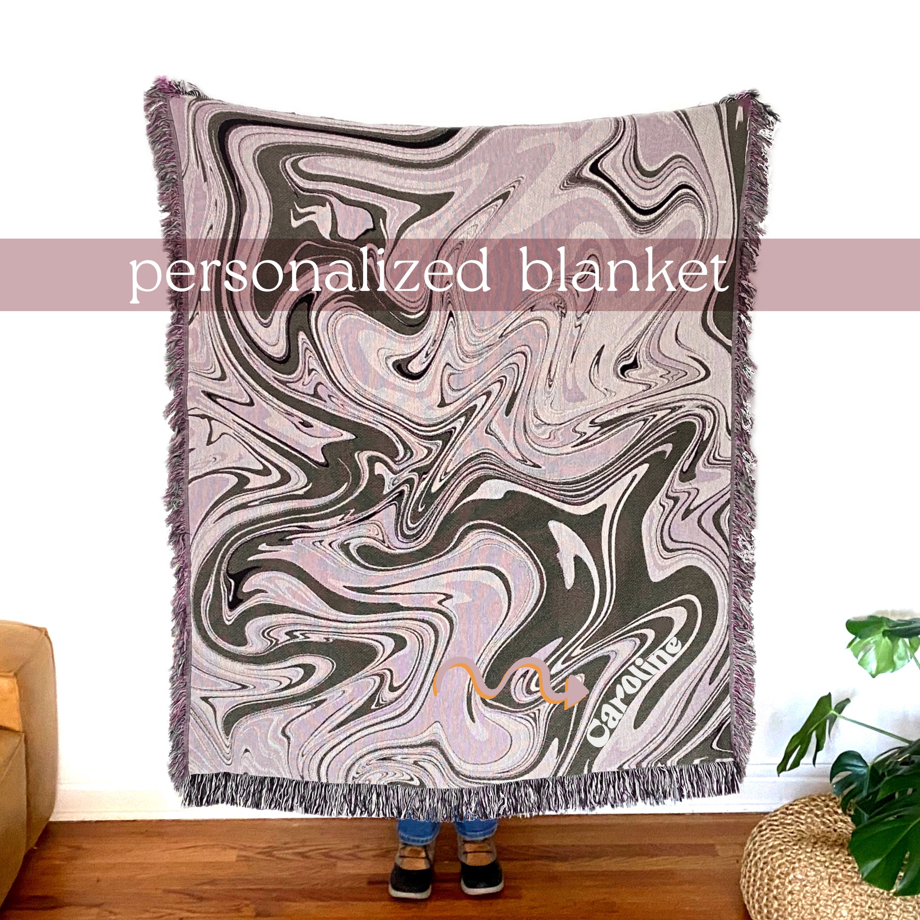 Personalized Psychedelic Wall Tapestry, Book Nook Decor, Woven Cotton Throw Blanket, Maximalist Room Decor Aesthetic, College Dorm Tapestry