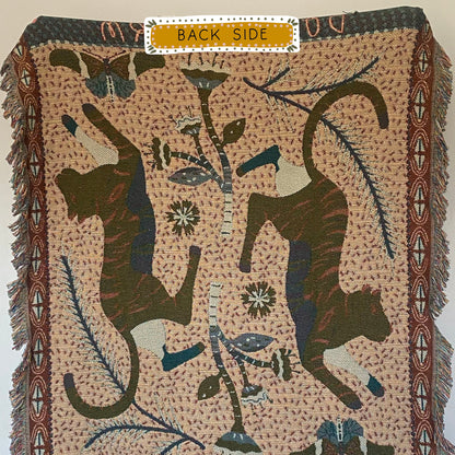 Eclectic Woven Throw Blanket. Maximalist Bedroom - Tapestry Aesthetic. Tiger Boho Throw Blanket. Gift For Her. Girl Power Gift.