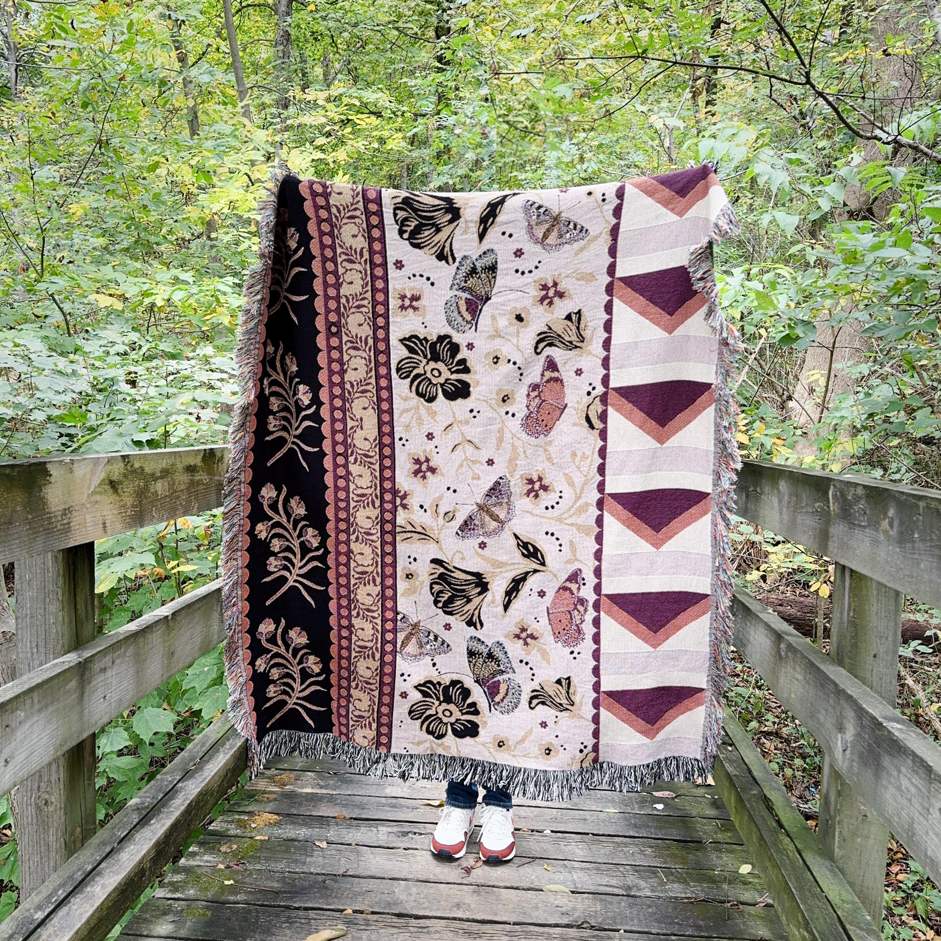 Cozy Woven Throw Blanket - Reading Nook Blanket - Modern Vintage Wall Tapestry - Personalized Woven Blanket - Gift For Reader Homebody Gift