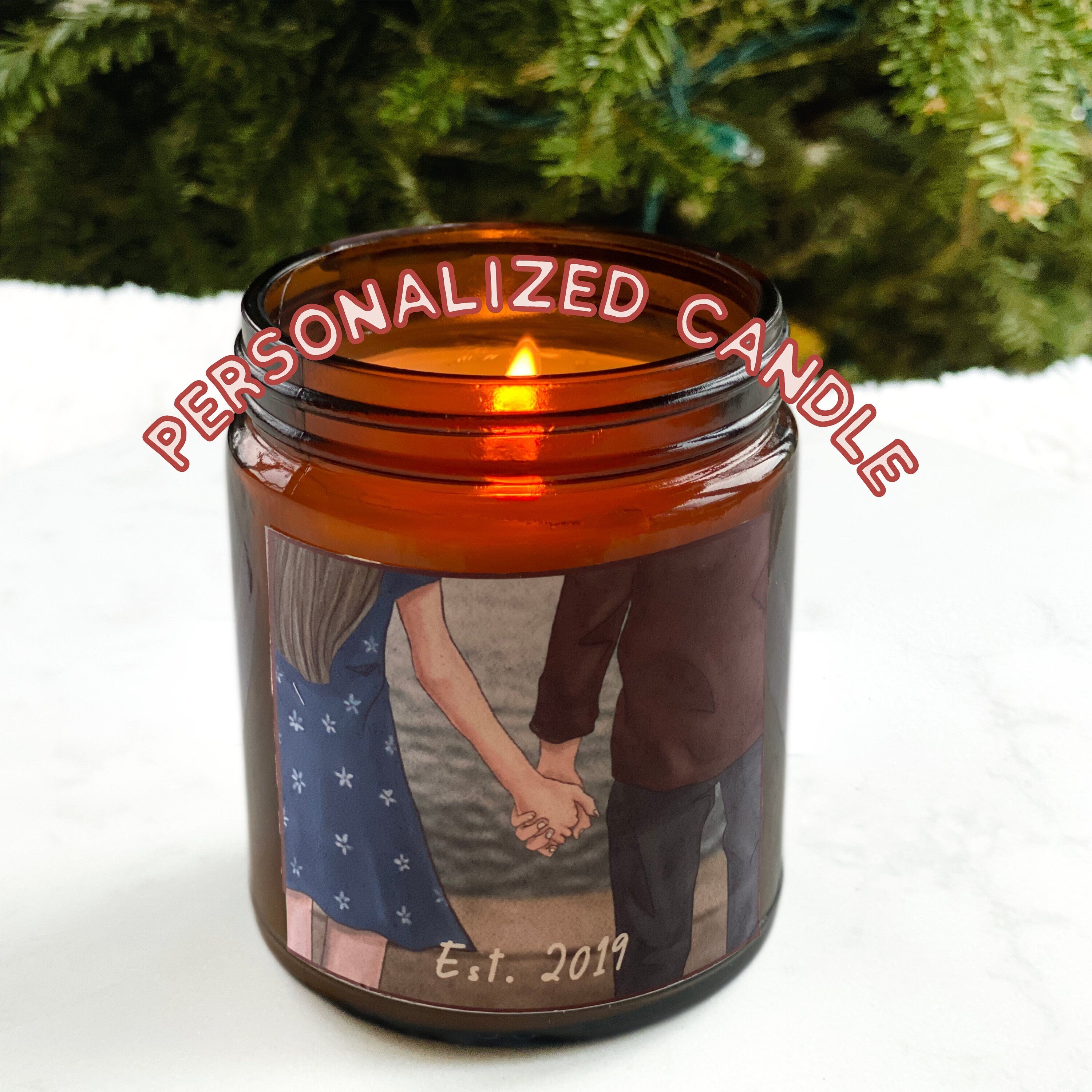 Personalized Candle of Couple Holding Hands, Personalized Anniversary Gift, Natural Soy Wax, Custom Hygge Gift, Reading Nook Decor