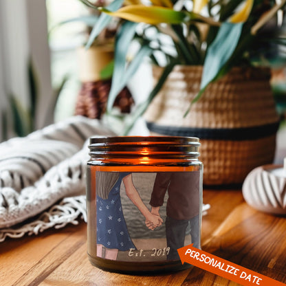 Personalized Candle of Couple Holding Hands, Personalized Anniversary Gift, Natural Soy Wax, Custom Hygge Gift, Reading Nook Decor