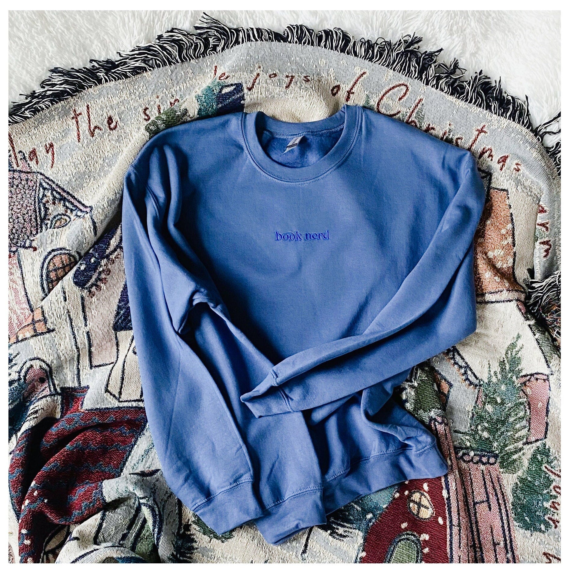 Book Club Essentials: Bookish Sweatshirt Book Nerd Embroidered Crewneck Read Gift Books Lover Gift Bookworm Sweatshirt