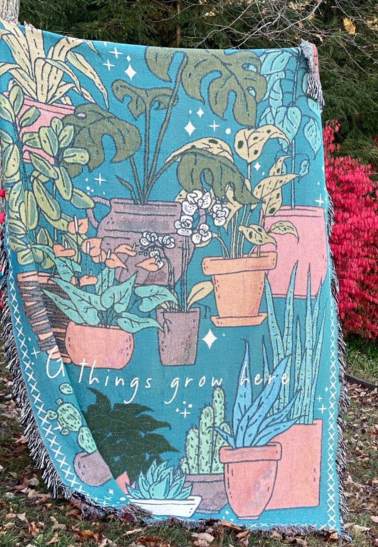 Gift for Plant Lover, Custom Tapestry, Gardener Gift, Botanical Blanket, Plant Lady Gift, Plants Aesthetic, Botanical Tapestry, Hygge Gift