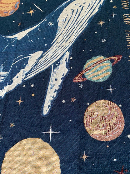 Personalized Throw Blanket Celestial Whale Tapestry Aesthetic Decor Boys Girls Room Custom Birthday Gift