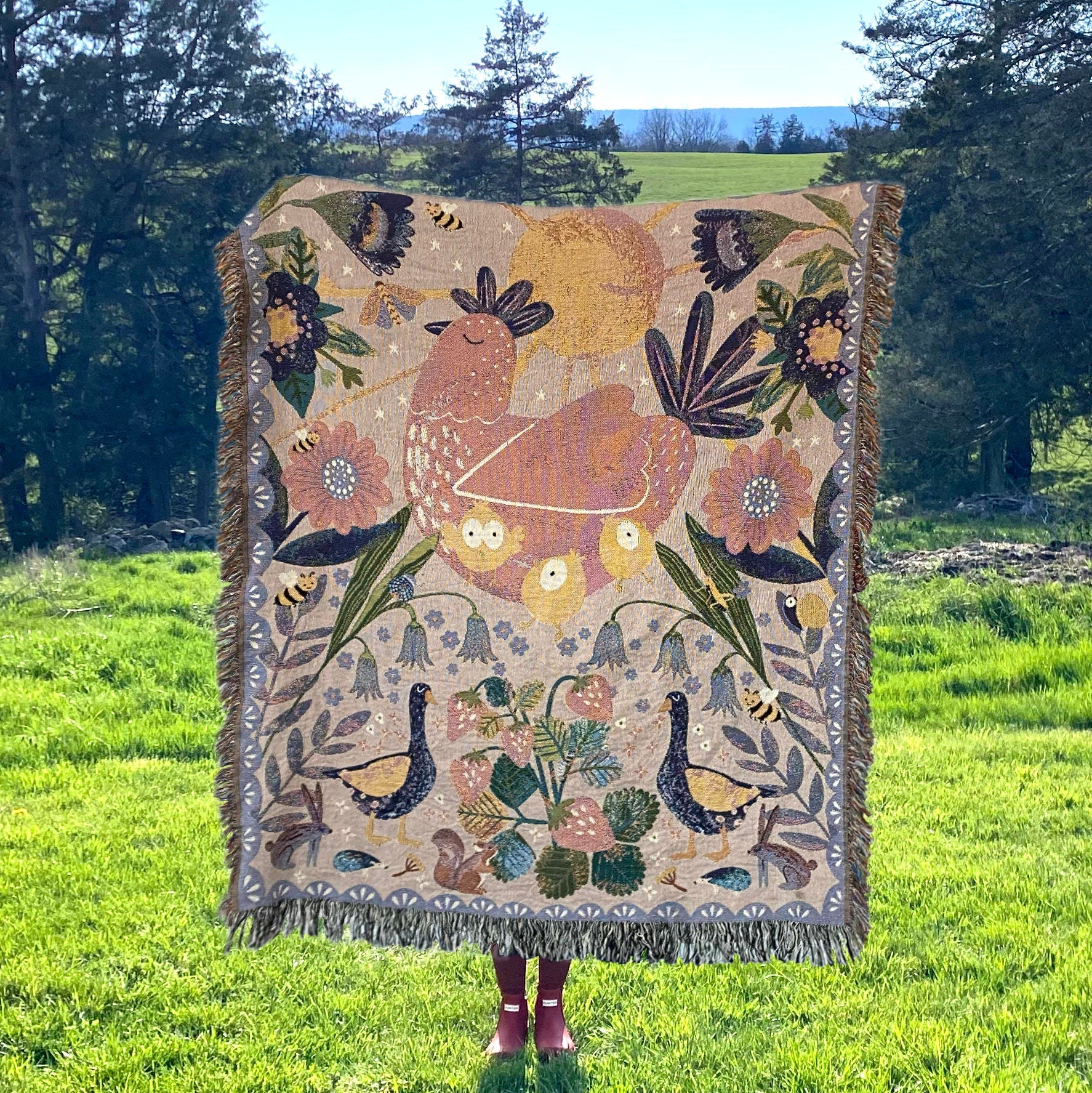 Chicken Mama Wall Tapestry Blanket Personalized Throw Blanket Farmhouse Gift For Chicken Farmer Country Girl Cottagecore Aesthetic Blanket