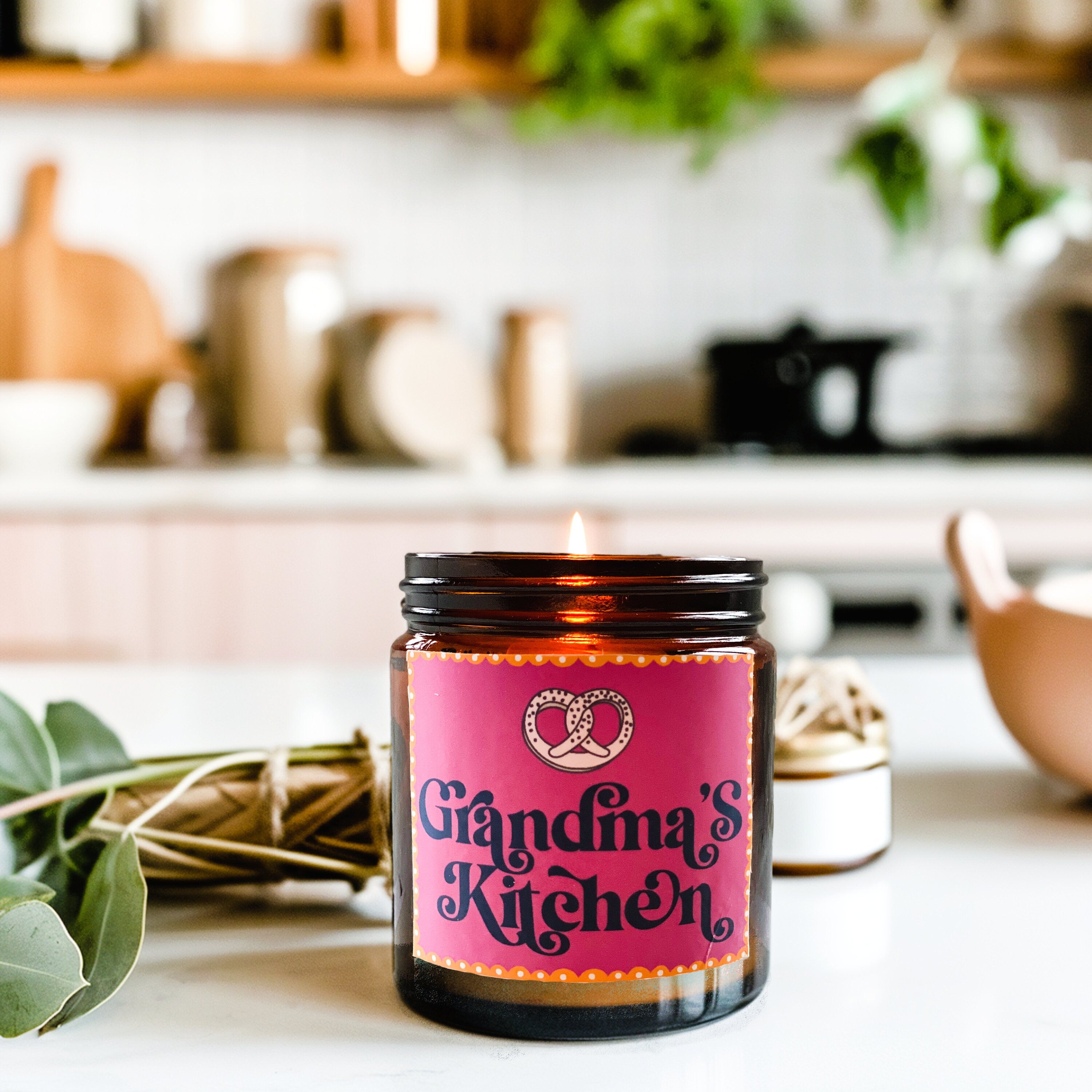 Grandma's Kitchen Scented Candle, Mother's Day Gift for Nana, Pink Coquette Room Decor, Kitchen Island Decoration