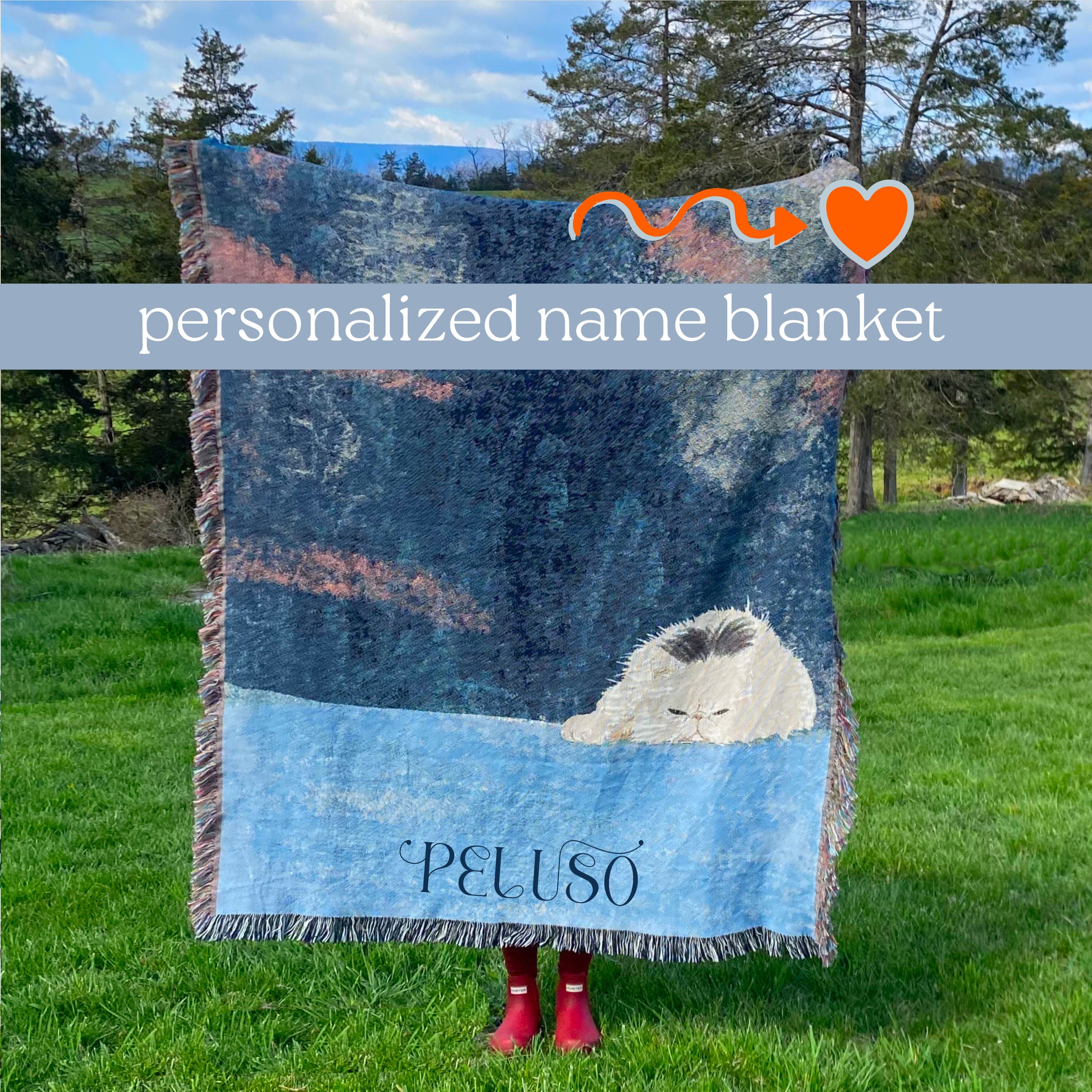 Custom Pet Name Blanket Book Nook Decor Custom Reading Nook Woven Tapestry Pet Memorial Gift, Personalized Cat Toys Booknook Cotton Blanket