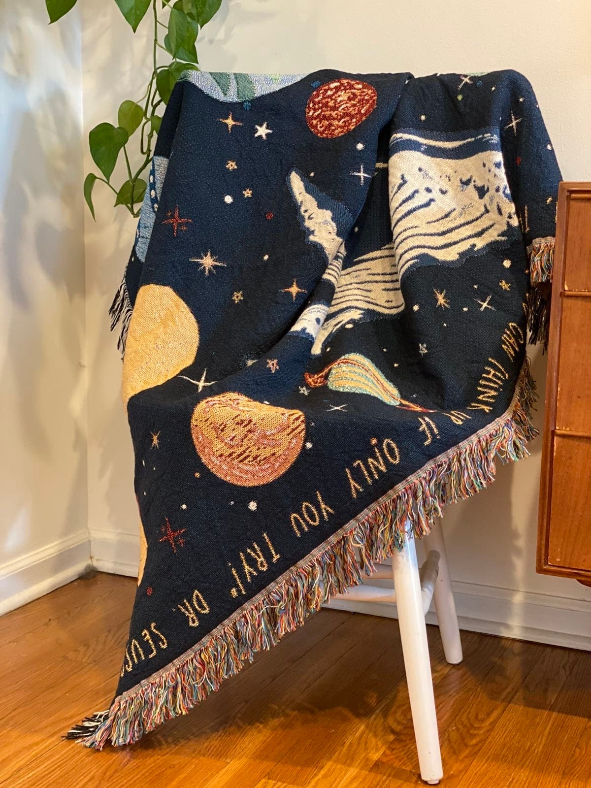 Personalized Throw Blanket Celestial Whale Tapestry Aesthetic Decor Boys Girls Room Custom Birthday Gift