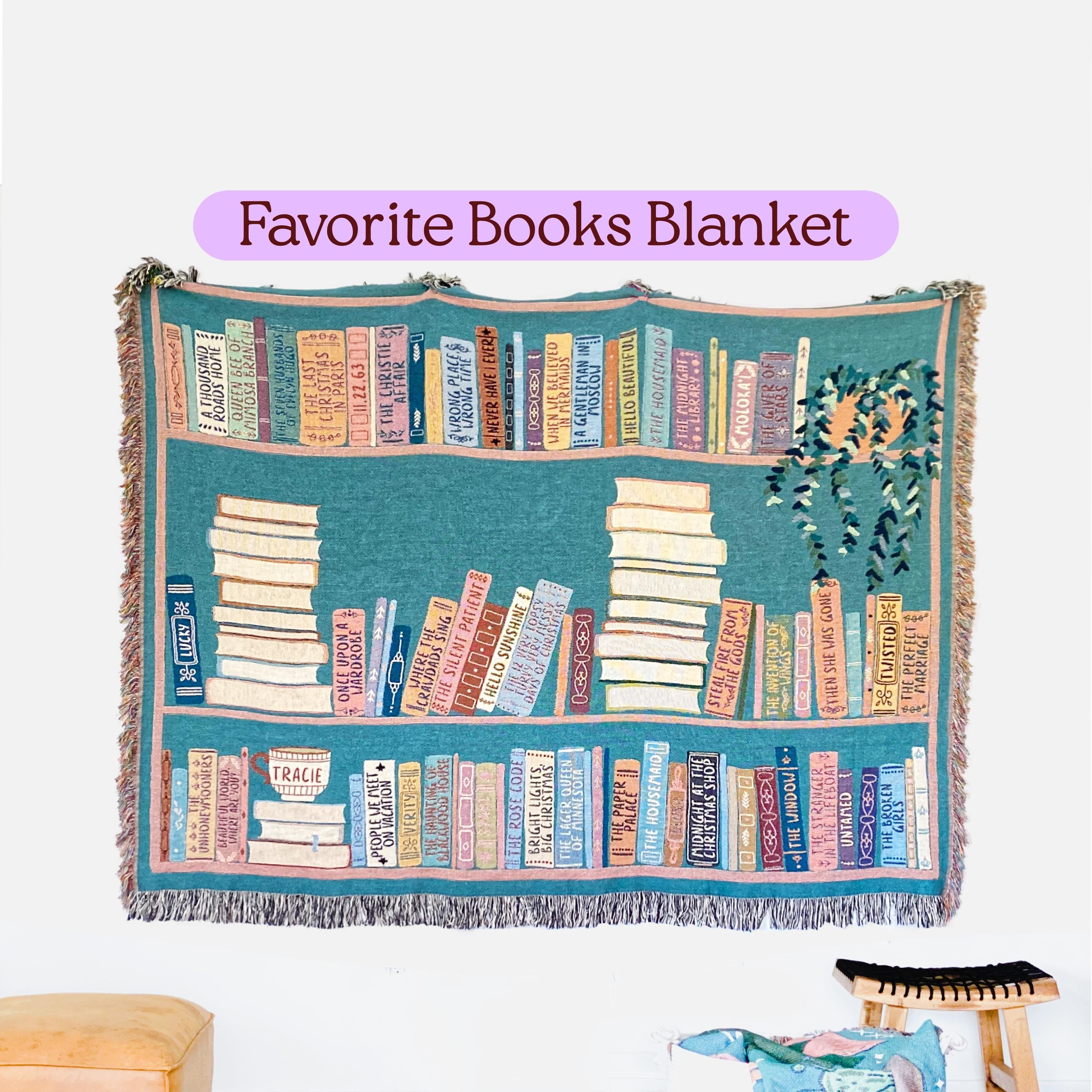Favorite Books Gift, Bookish Throw Blanket,  Gift For Bookworm, Custom Books Tapestry, Reading Nook Decor, Booknook Book Lover Gift