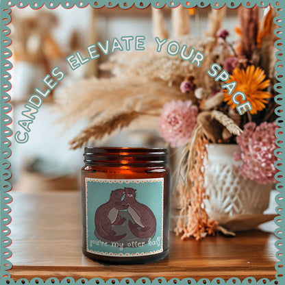 You're My Otter Half Cute Scented Candle , Booknook Gift, Book Nook Decor, Cute Aesthetic Gift, Natural Soy Wax, Hygge time, Reading Nook