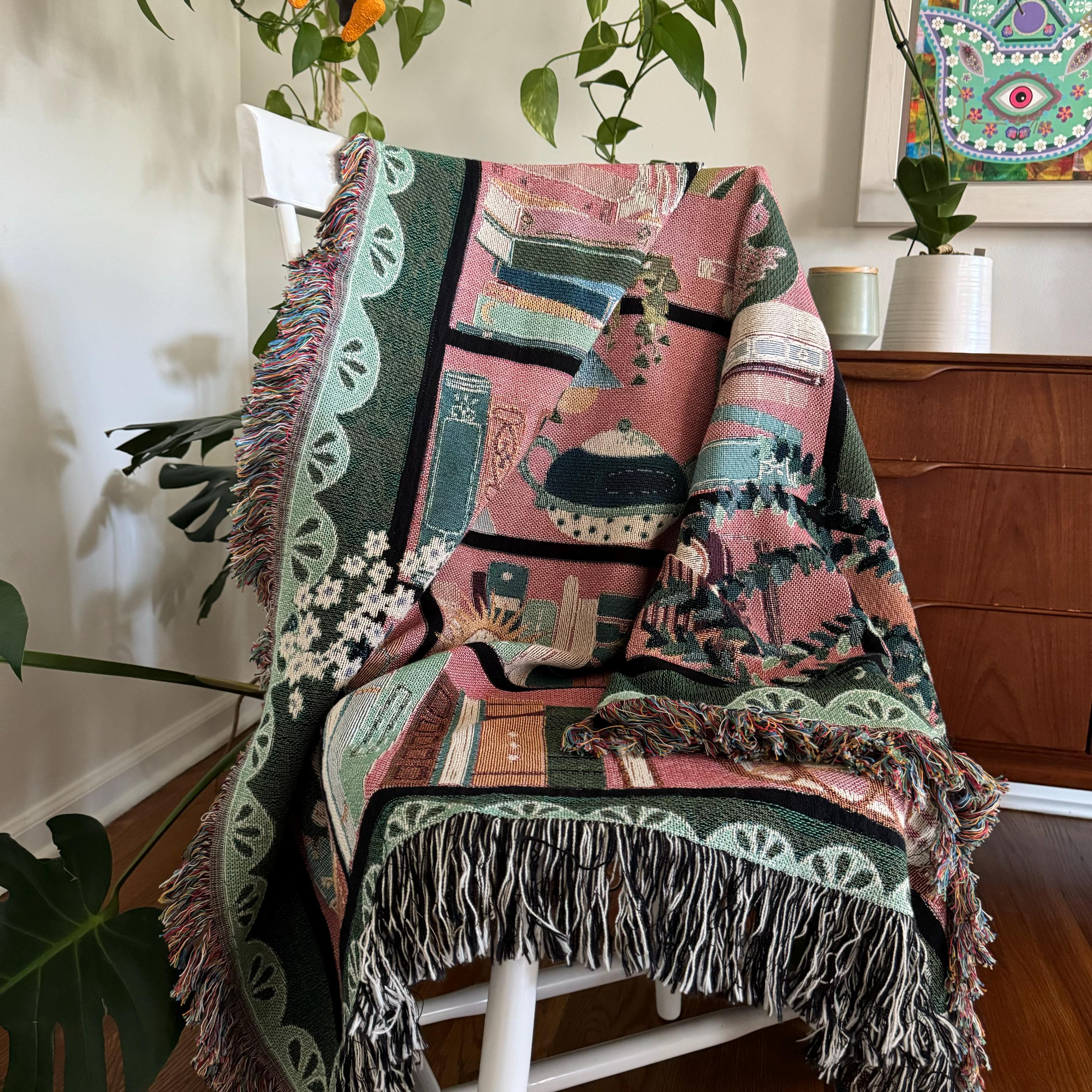Custom Tapestry For Book Lover Throw Blanket Bookish Woven Tapestry Personalized Gift For Readers Book Club Gift Cozy Book Nook Wall Hanging