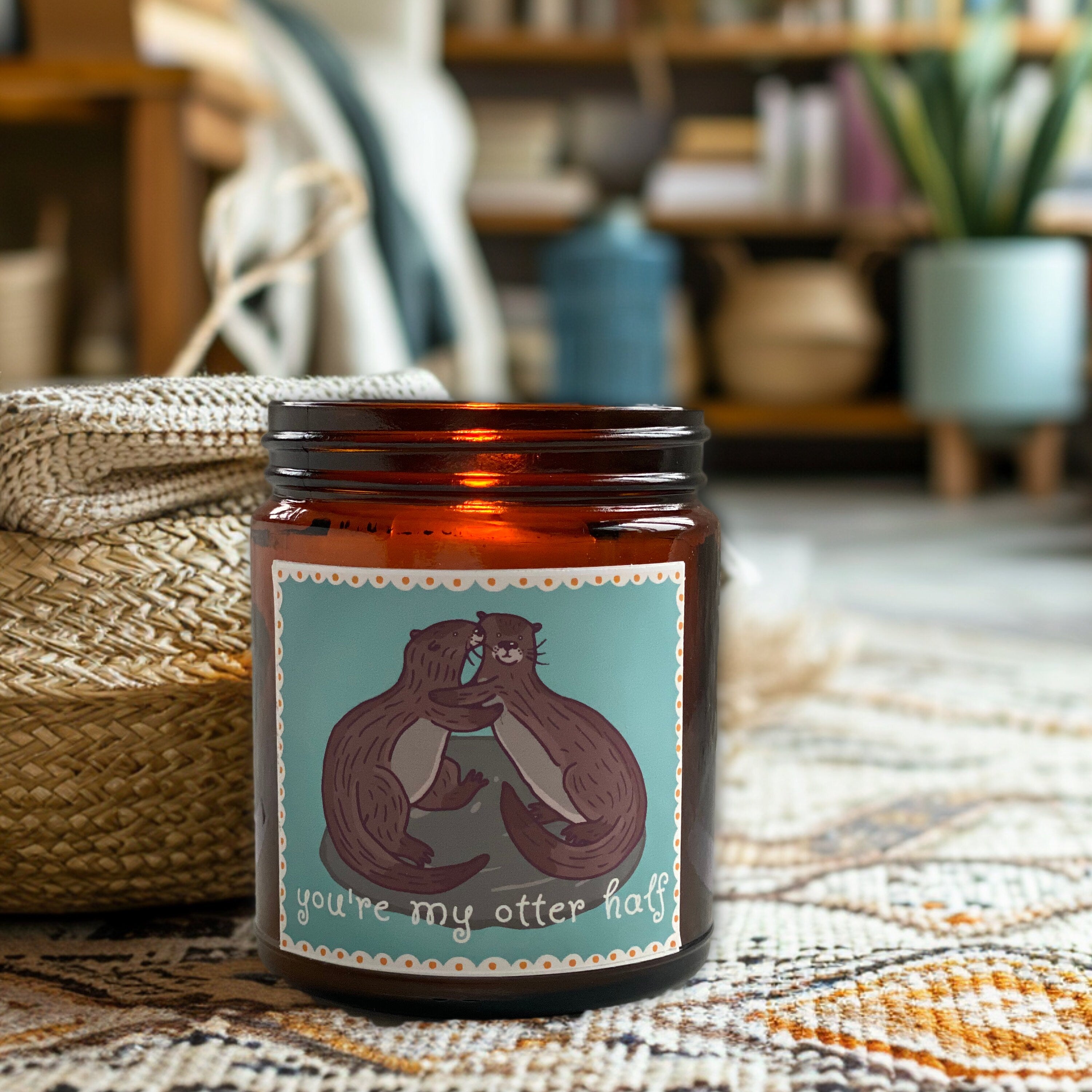 You're My Otter Half Cute Scented Candle , Booknook Gift, Book Nook Decor, Cute Aesthetic Gift, Natural Soy Wax, Hygge time, Reading Nook