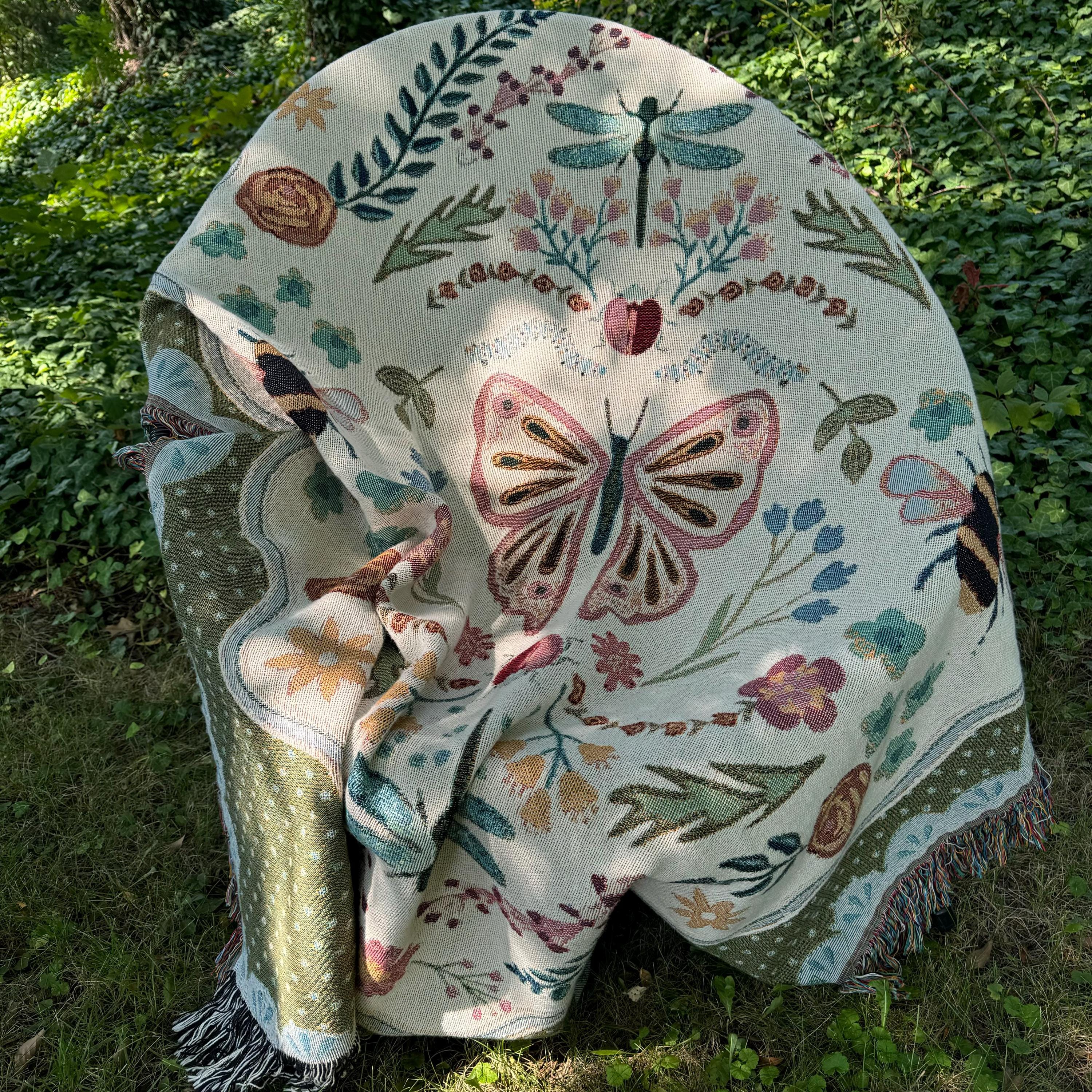 Coquette Woven Cotton Blanket: Cottagecore Aesthetic Wall Hanging Tapestry, College Apartment Aesthetic, Maximalist Decor Whimsical Room